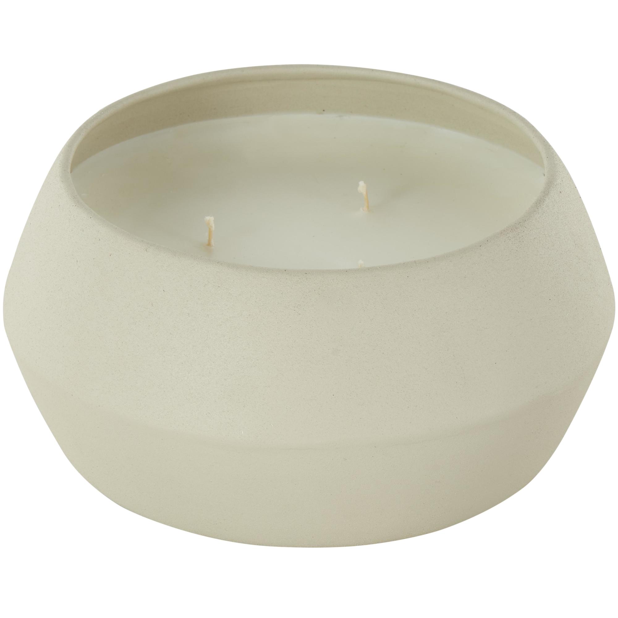 Metal Rose Blossom & Sandalwood Scented Textured 30oz 3 Wick Decorative Candle with White Wax 6" x 6" x 3"