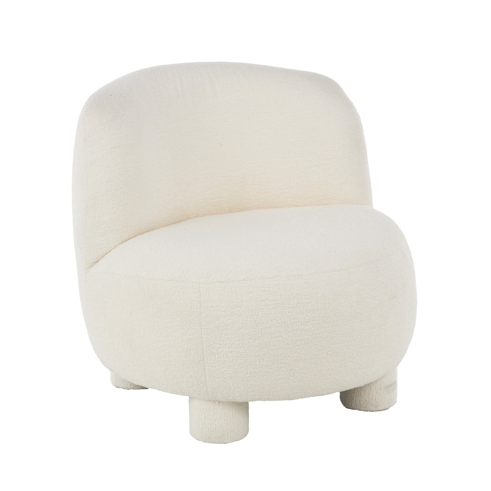 Cream Polyester Rounded Barrel Living Room Accent Chair