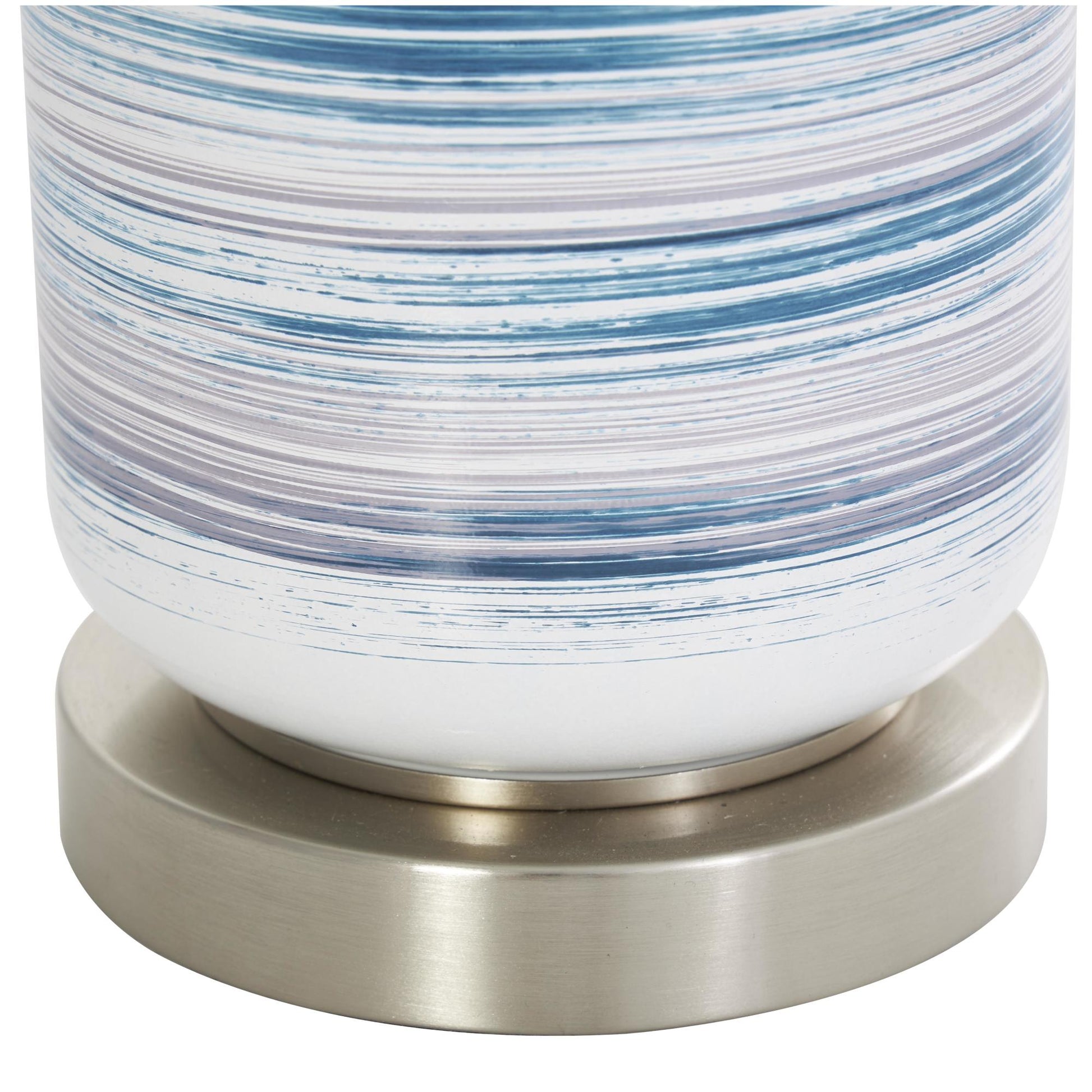 Abstract Blue Glass Striped Room Accent Lamp with Gold Base