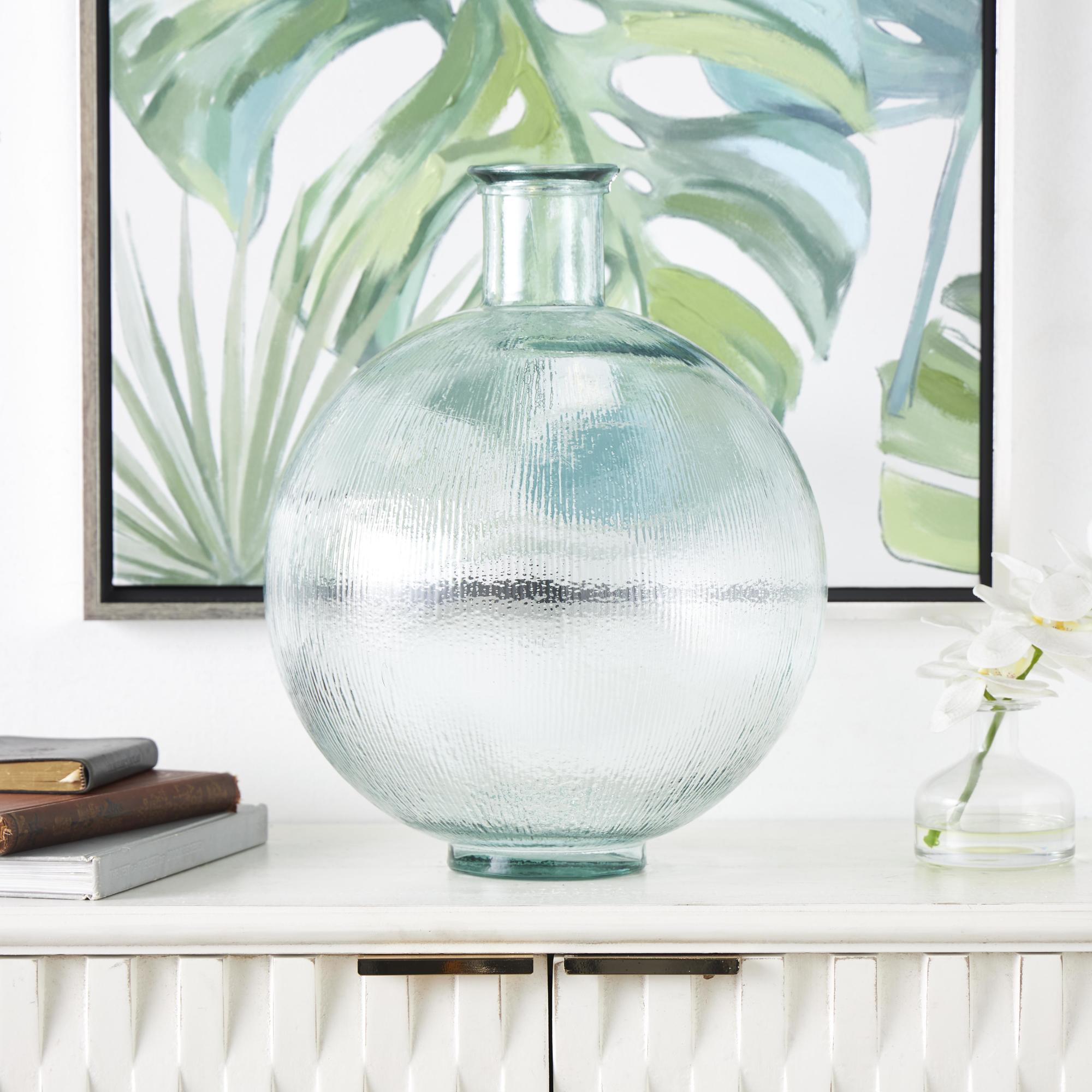Recycled Glass Handmade Spanish Bottle Neck Ribbed Decorative Vase