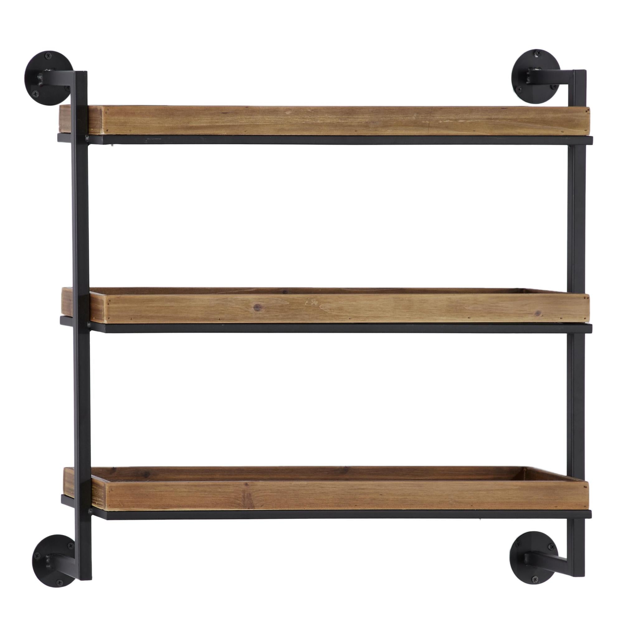 Brown Metal 3 Shelves Room Wall Shelf