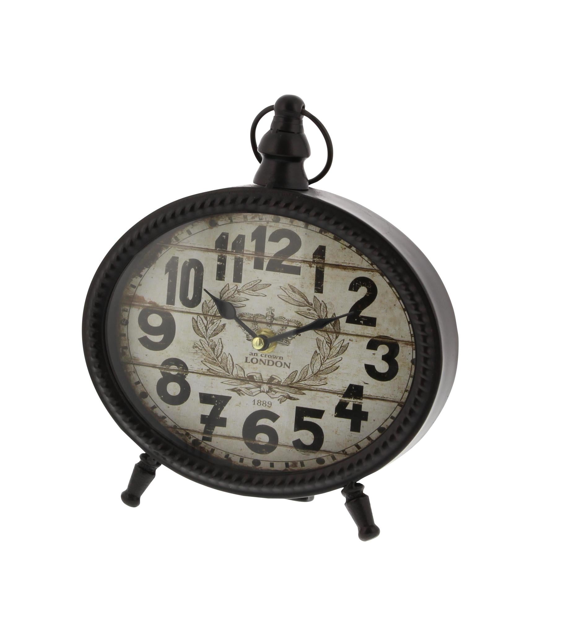Set of 4 Black Metal Ring Top Decorative Clock