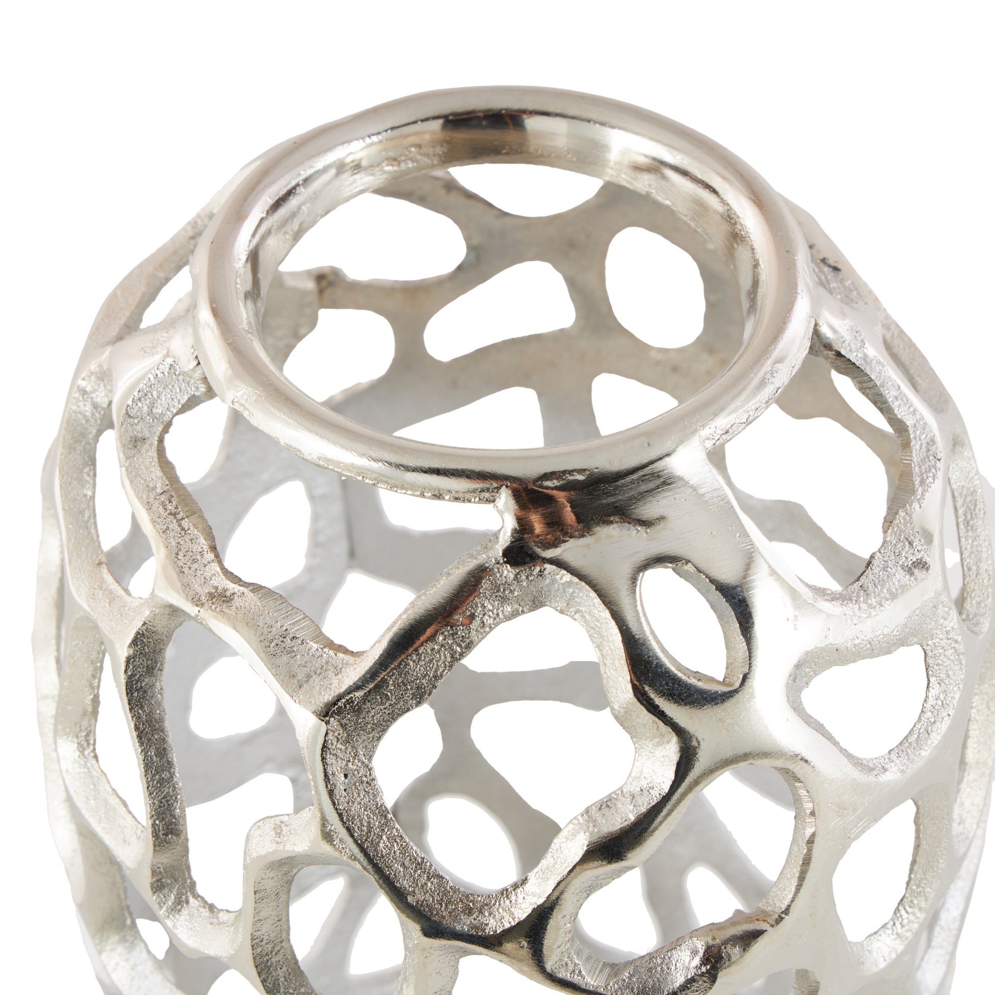 Coral Silver Aluminum Metal Cutout Decorative Vase