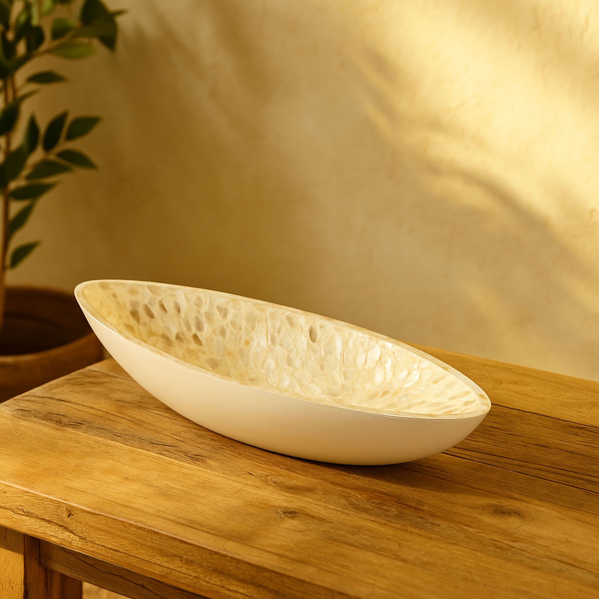 Nautical White Mother of Pearl Shell Living Room Decor Tray