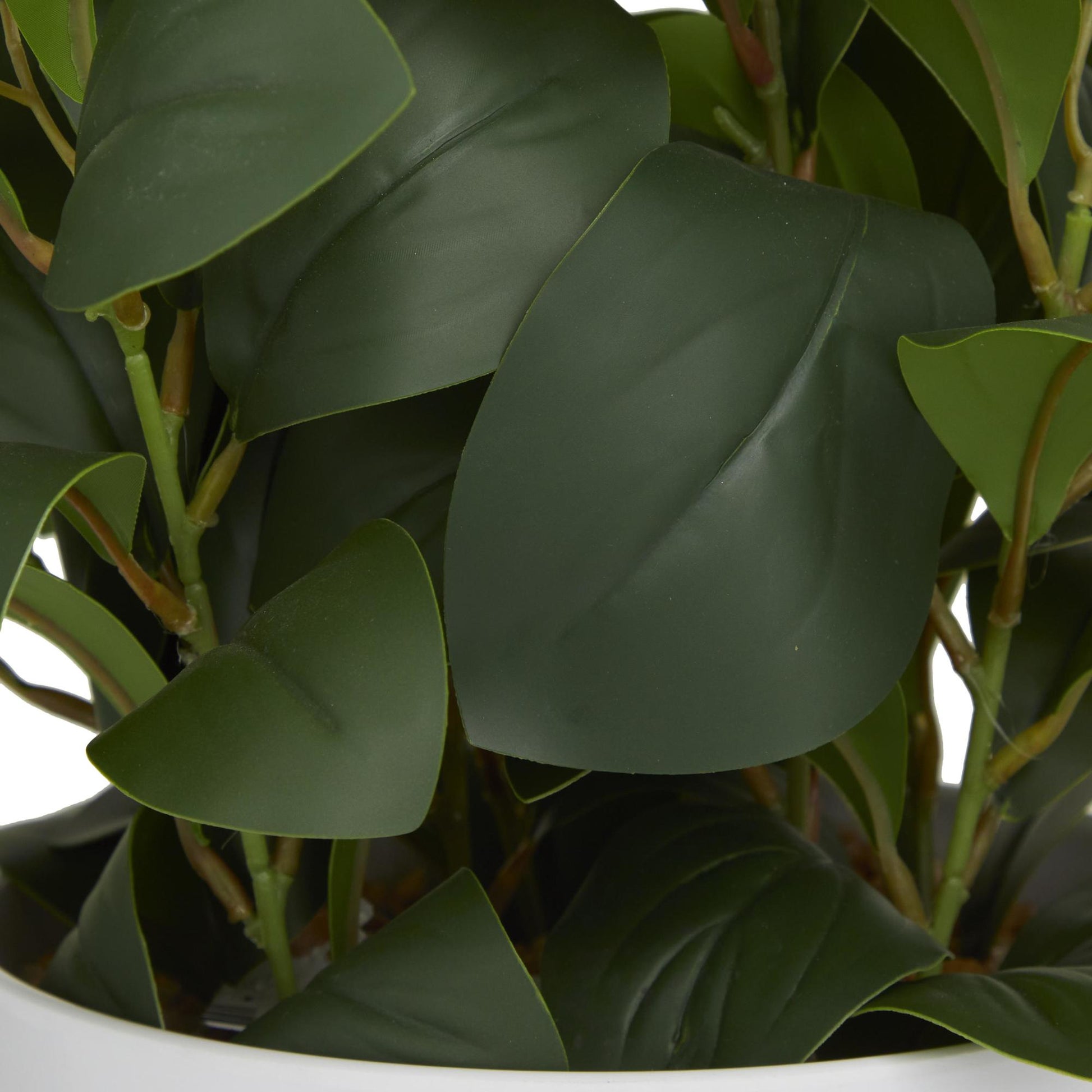 Eucalyptus Green Faux Foliage Indoor Outdoor Artificial Plant with Realistic Leaves and Metal Stand and White Pot