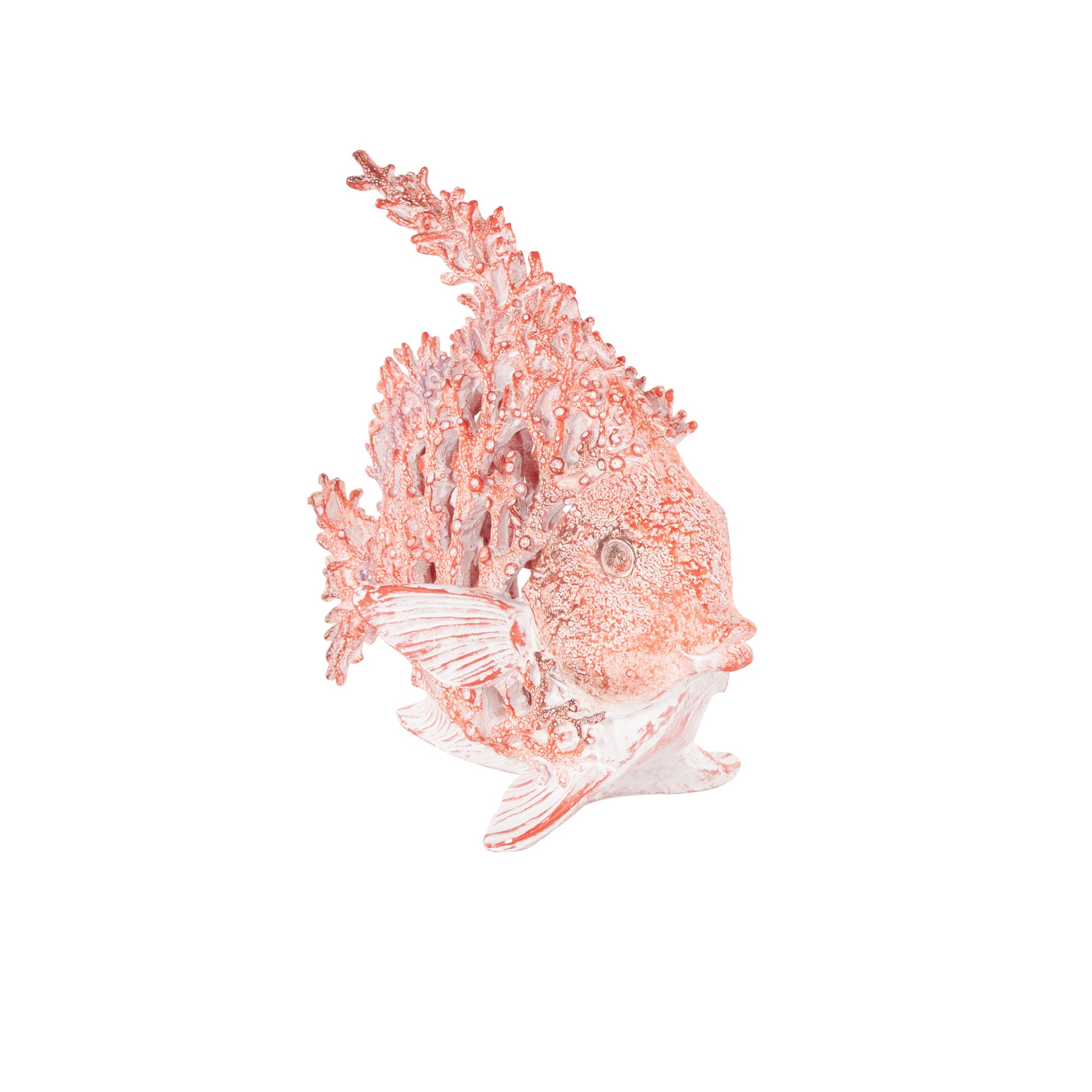 Fish Polystone Textured Decorative Sculpture with White Fins