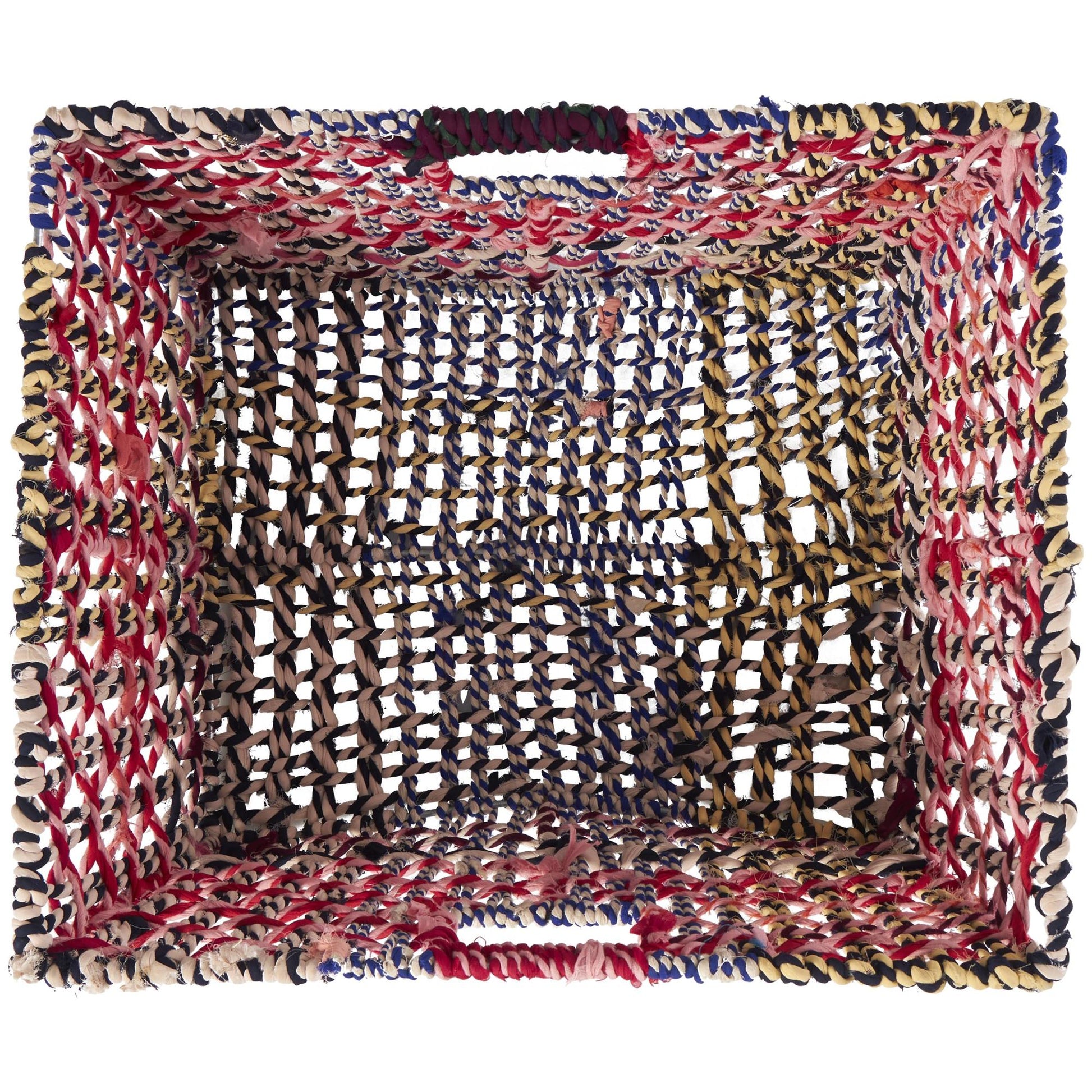 CosmoLiving by Cosmopolitan Cotton Fabric Handmade Storage Basket with Handles