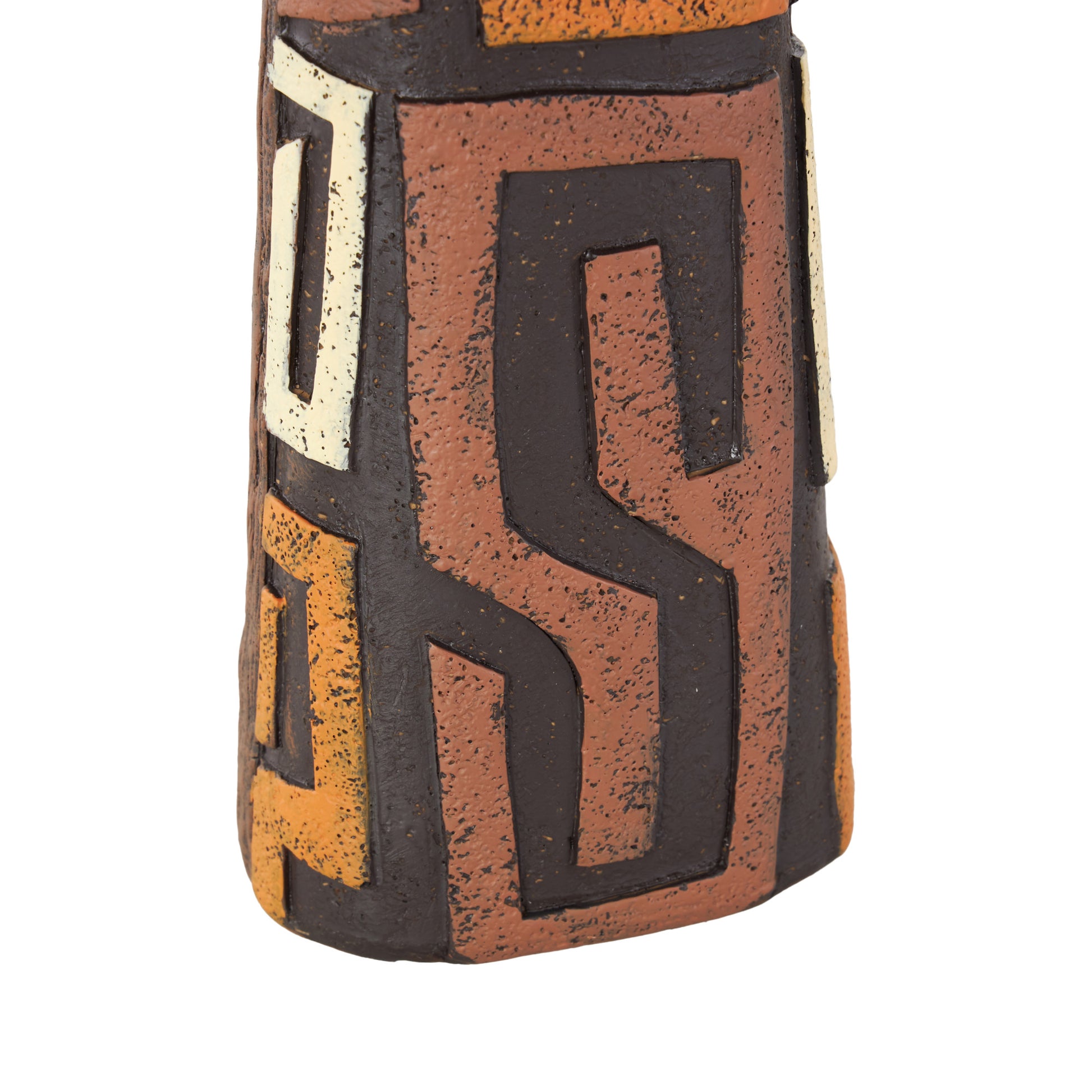 Set of 3 Woman Black Resin African Decorative Sculpture with Red, Orange, and White Dresswear