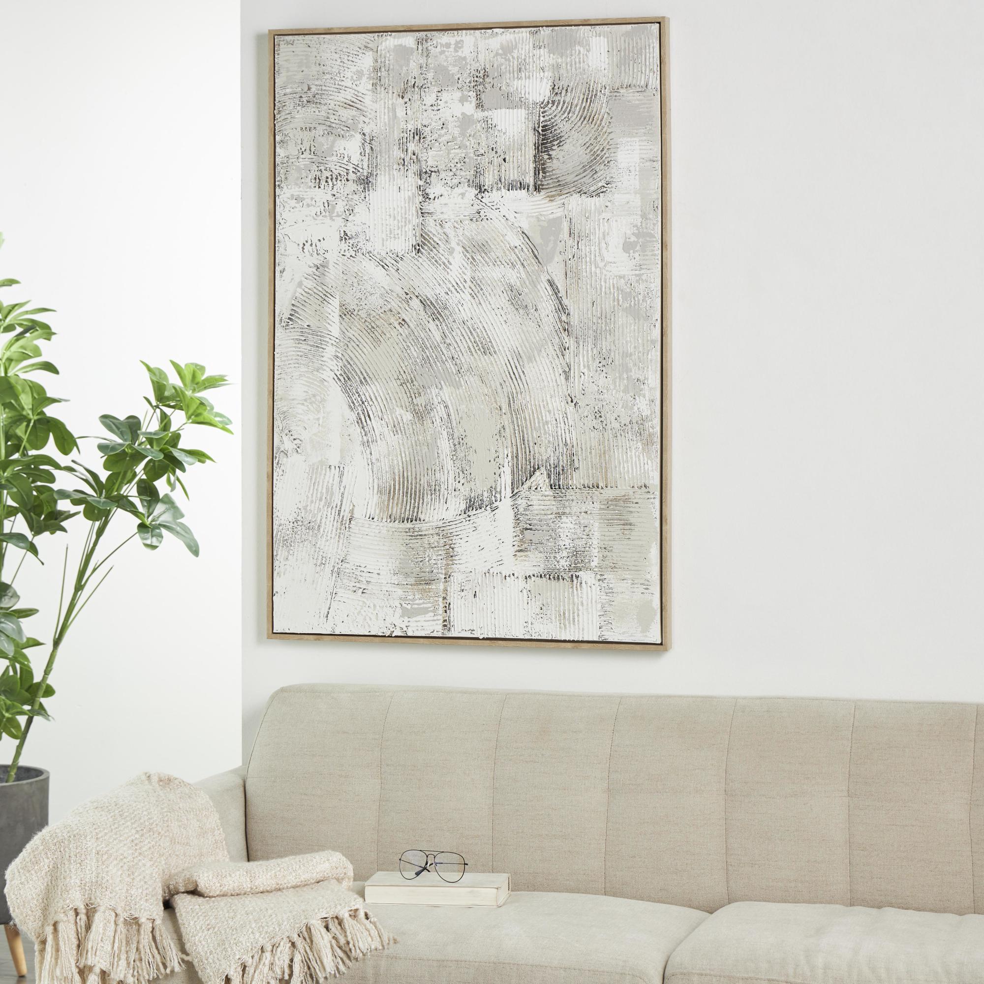 Abstract Gray Wooden Textured Home Framed Wall Art with Wooden Frame and Black Distressing