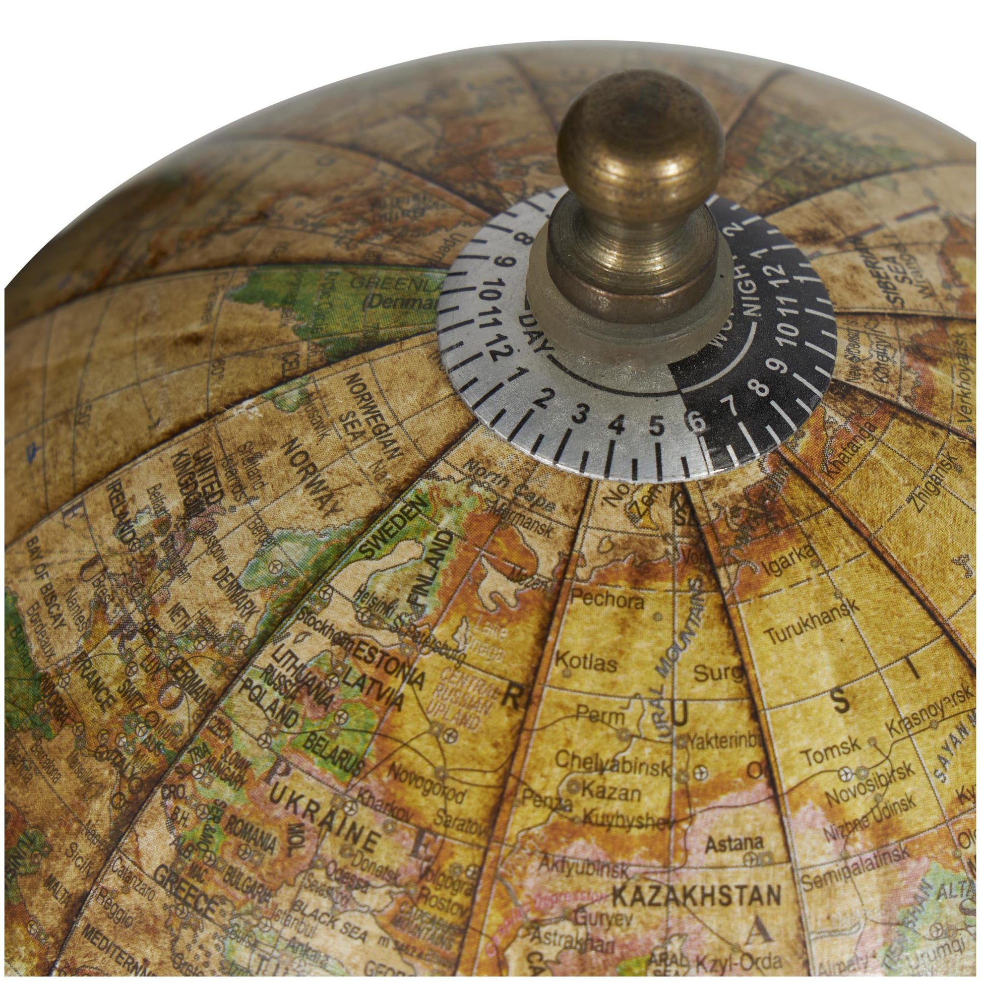 Set of 2 World Map Brown Wood Globe Decorative Bookends