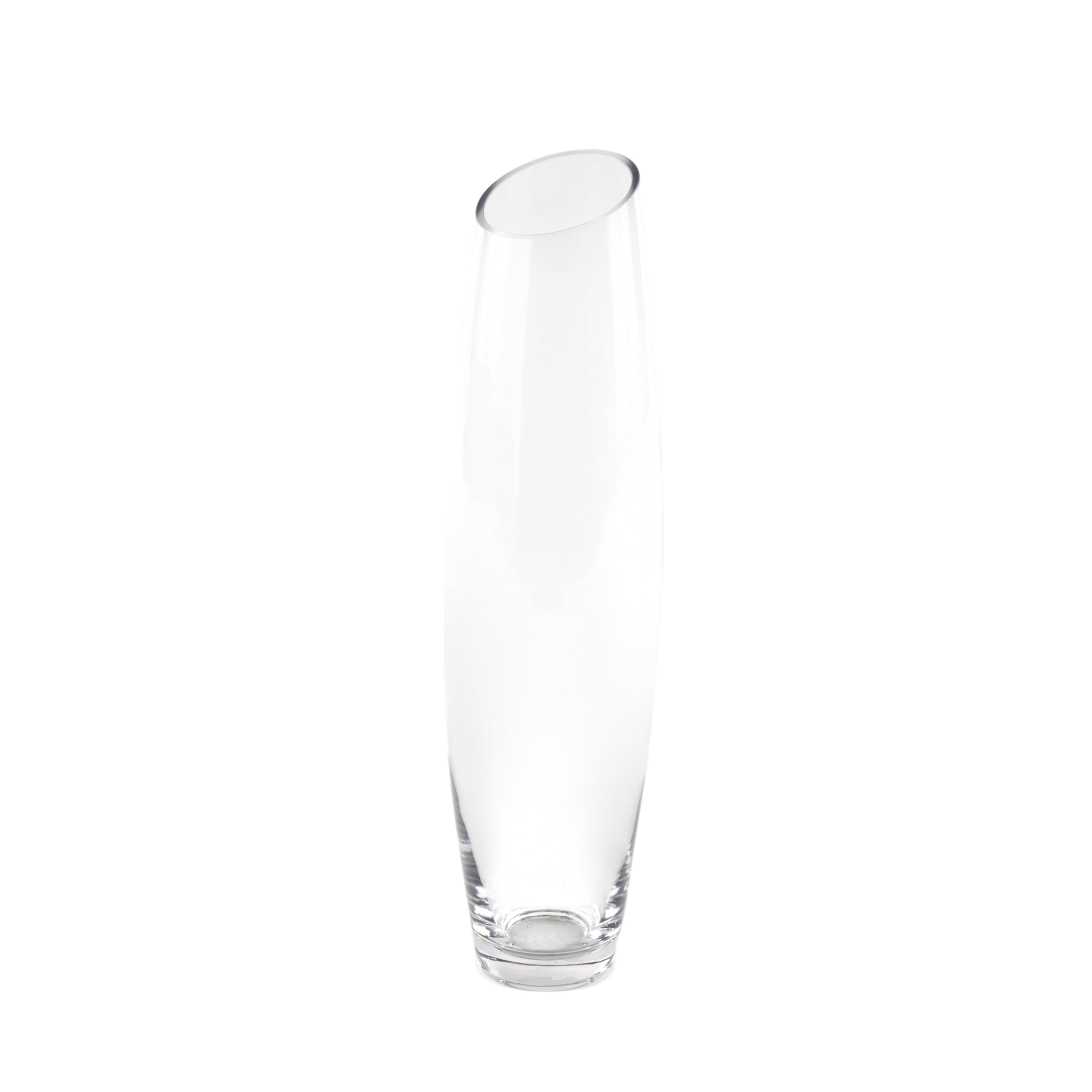 Clear Glass Tall Slanted Decorative Vase