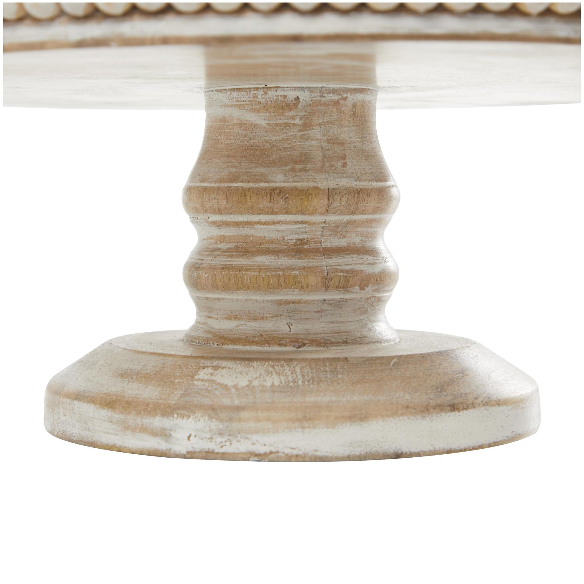 Floral Cream Mango Wood Decorative Cake Stand with Glass Dome