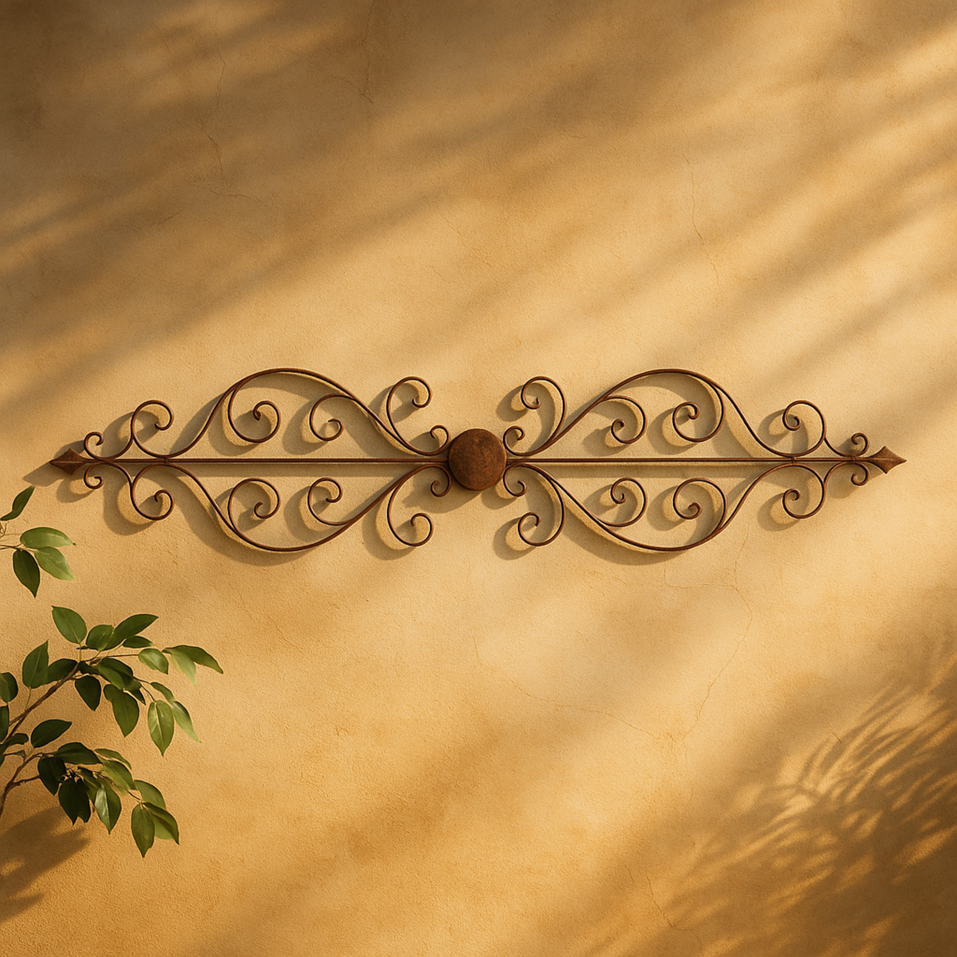 Scroll Brown Metal Long Slim Home Wall Decor