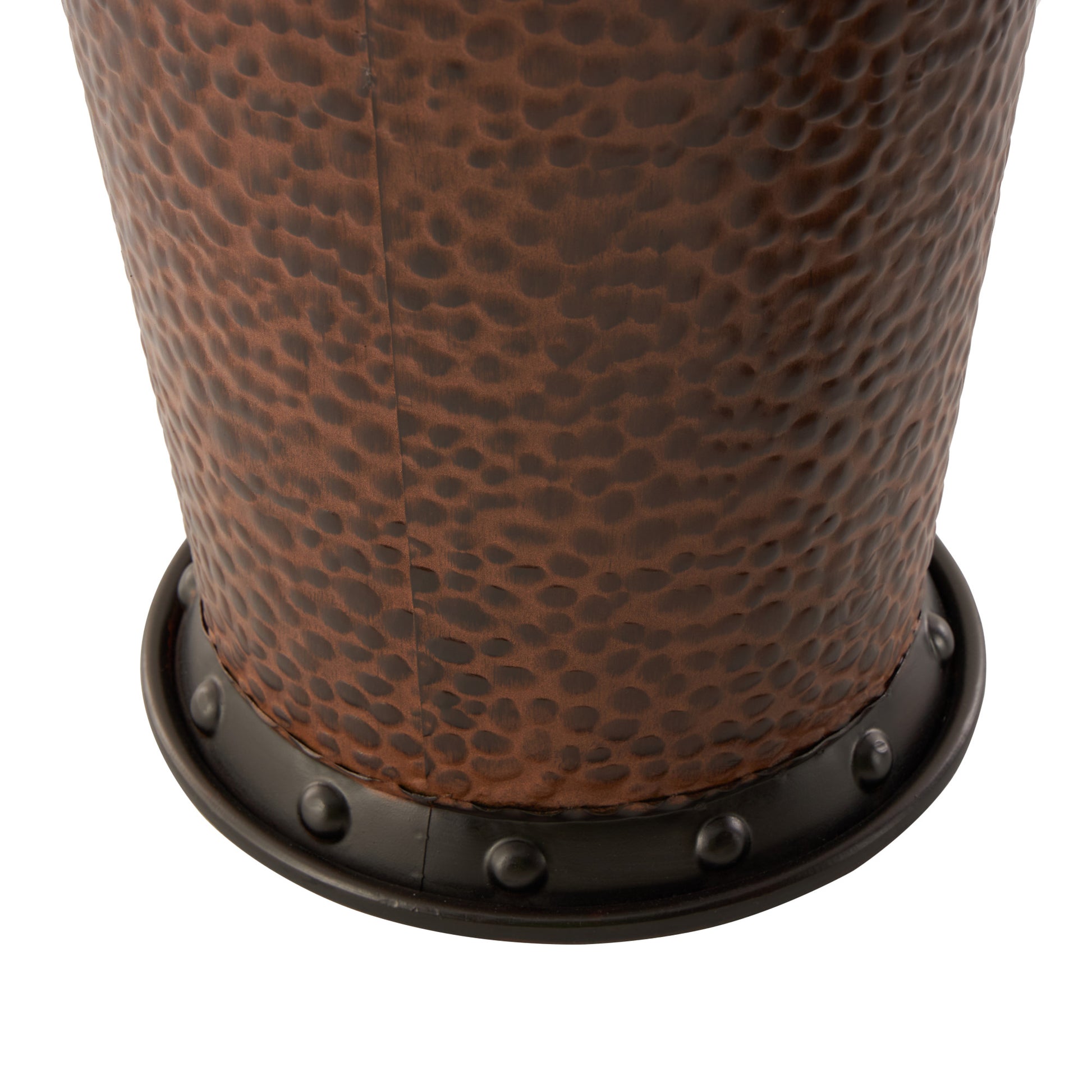 Set of 3 Dark Brown Metal Indoor Outdoor Tall Floor Bottleneck Decorative Vase with Bubble Texture and Studs