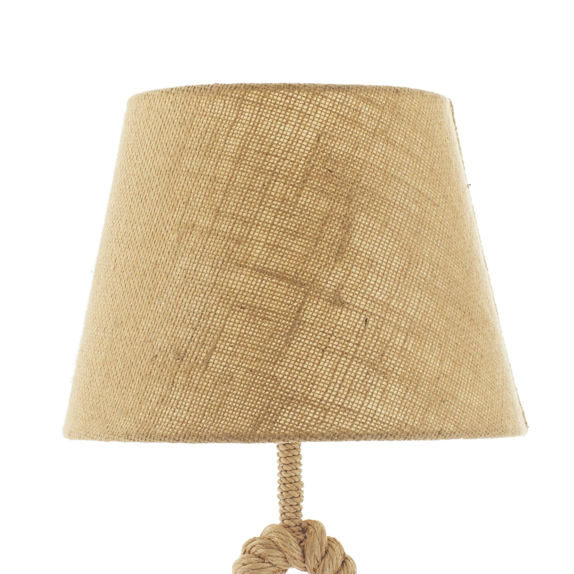 Knot Brown Jute Rope Twisted Rope Room Table Lamp with Linen Shade