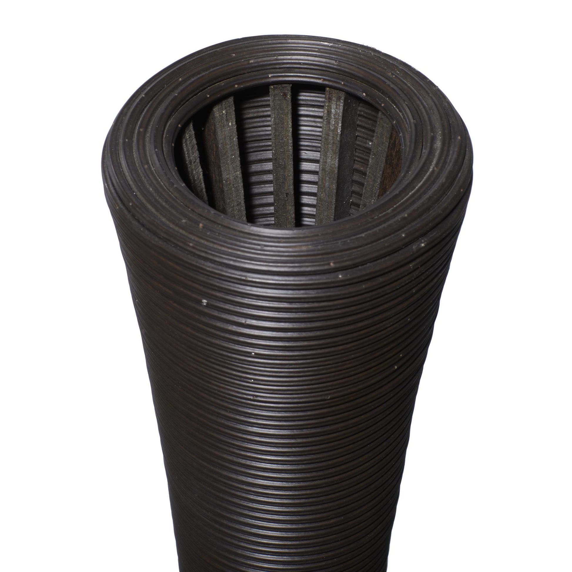 Brown Faux Seagrass Tall Woven Floor Decorative Vase with Dark Brown Wrapped Neck