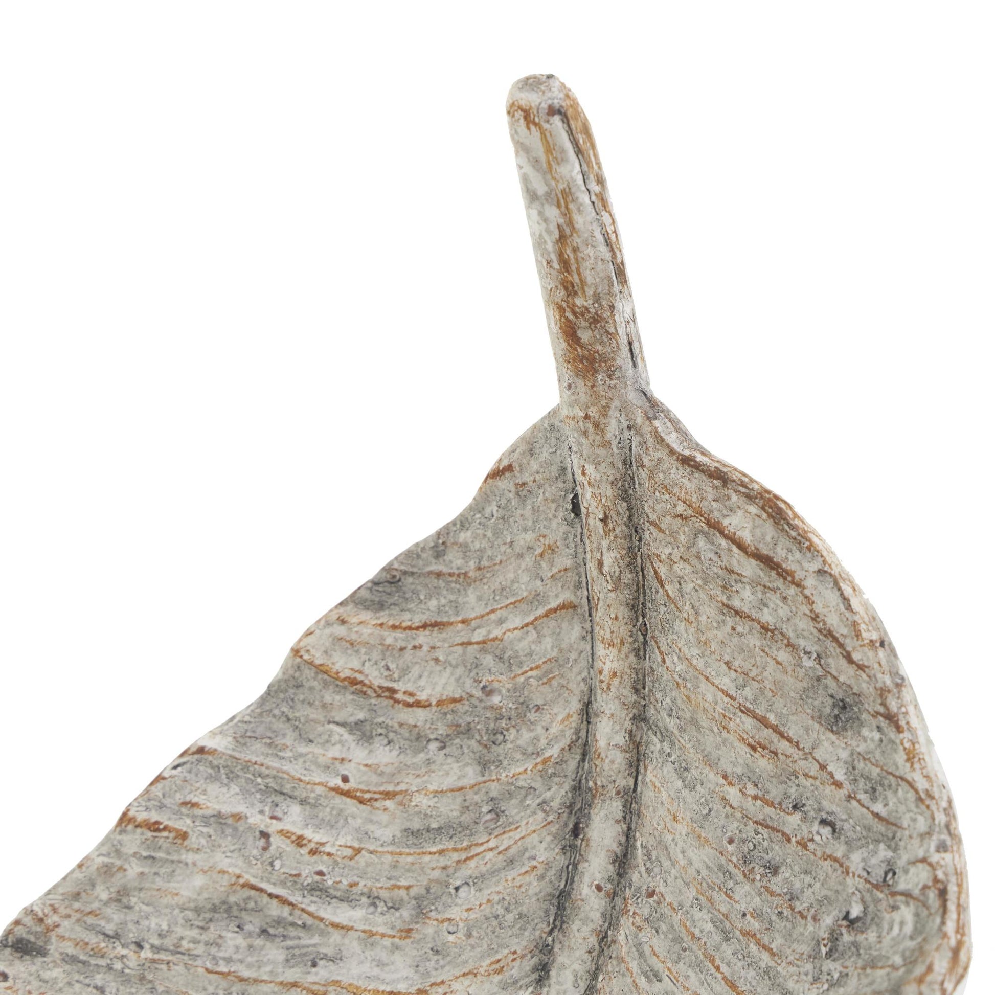 Set of 2 Leaf Champagne Resin Textured Large Decorative Bowl with Brown Details