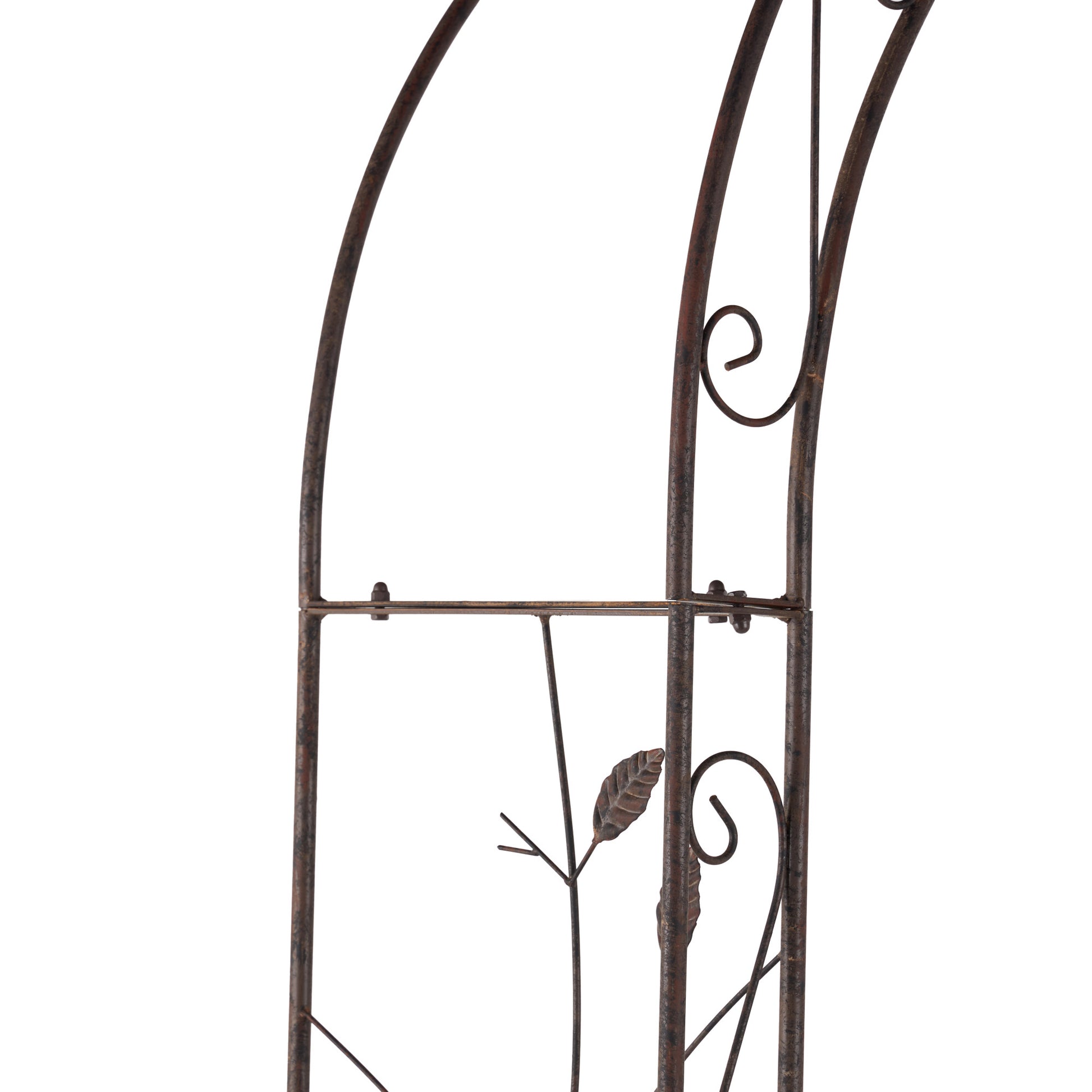Scroll Bronze Metal Indoor Outdoor Arched Indoor Outdoor Garden Arbor with Leaf and Bird Panels