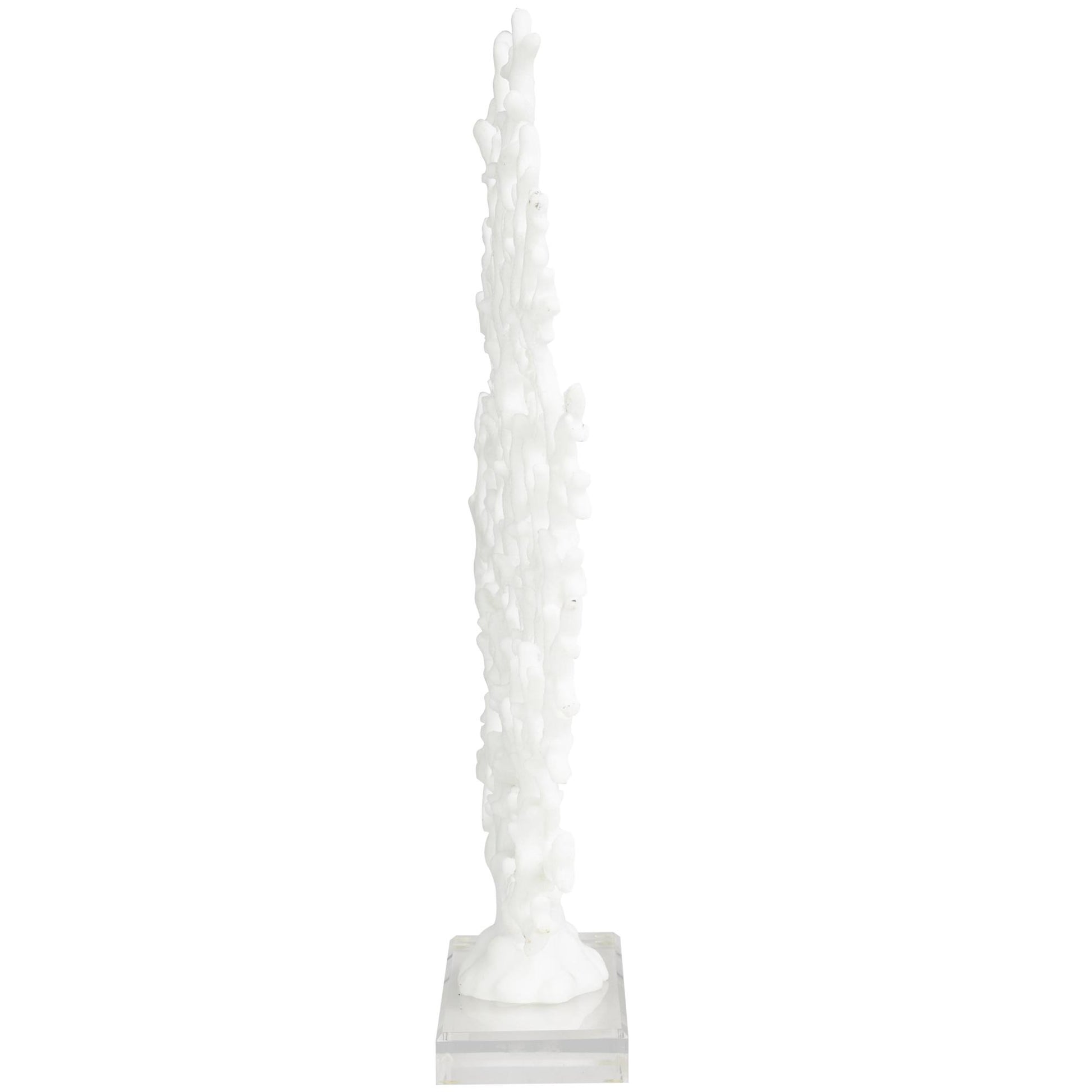 Coral Resin Decorative Sculpture with Clear Resin Base