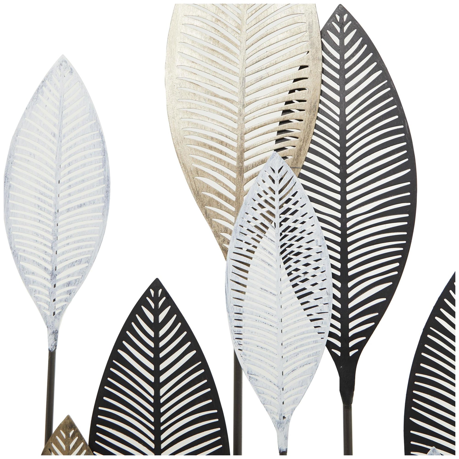 Leaf Bronze Metal Sculpture with Black Base