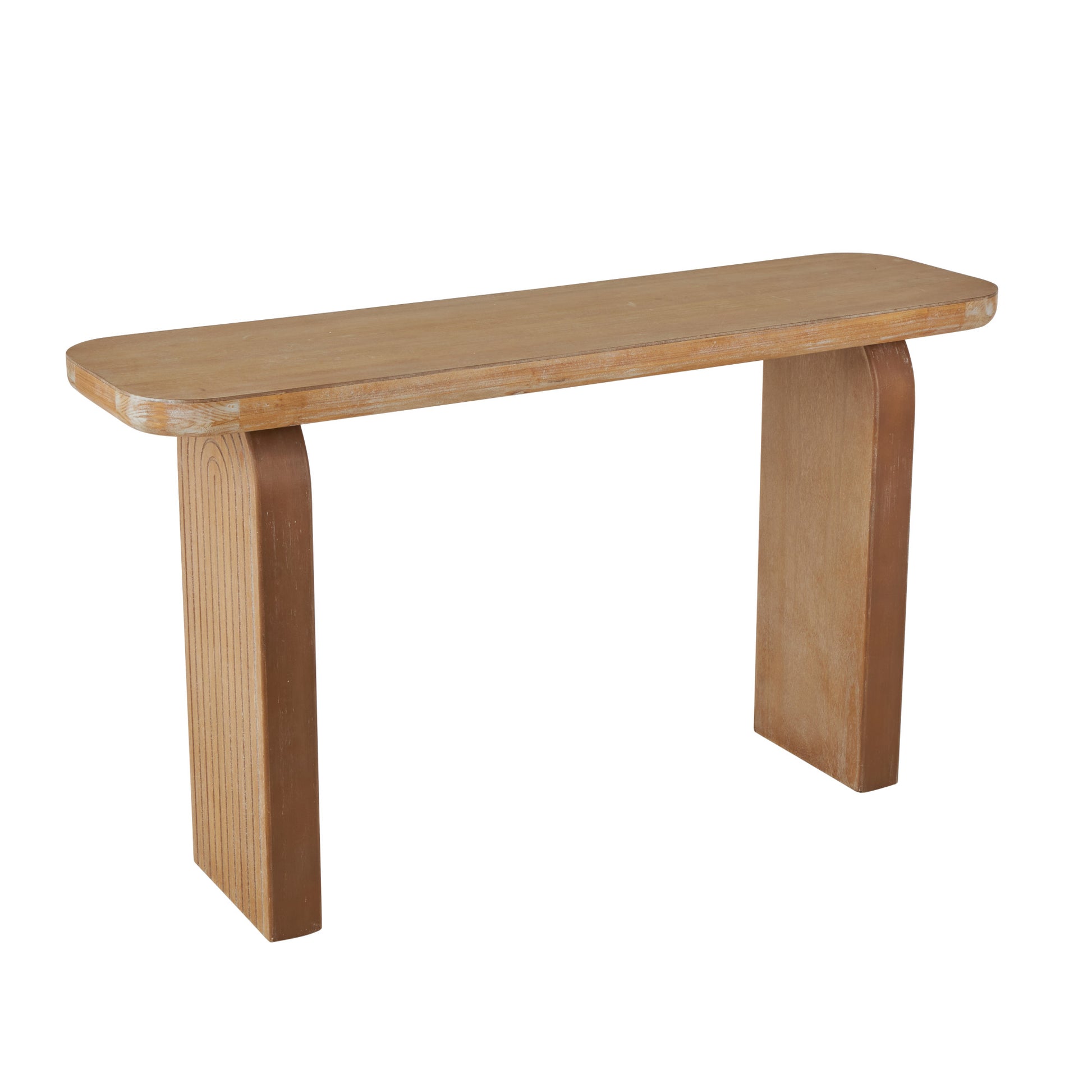 Brown Wood Rectangle Living Room Console Table with Arched Legs