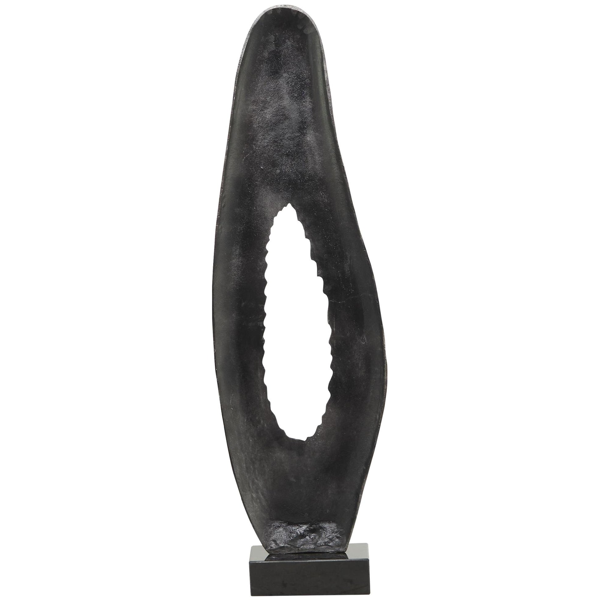 Abstract Aluminum Metal Teardrop Decorative Sculpture with Black Base