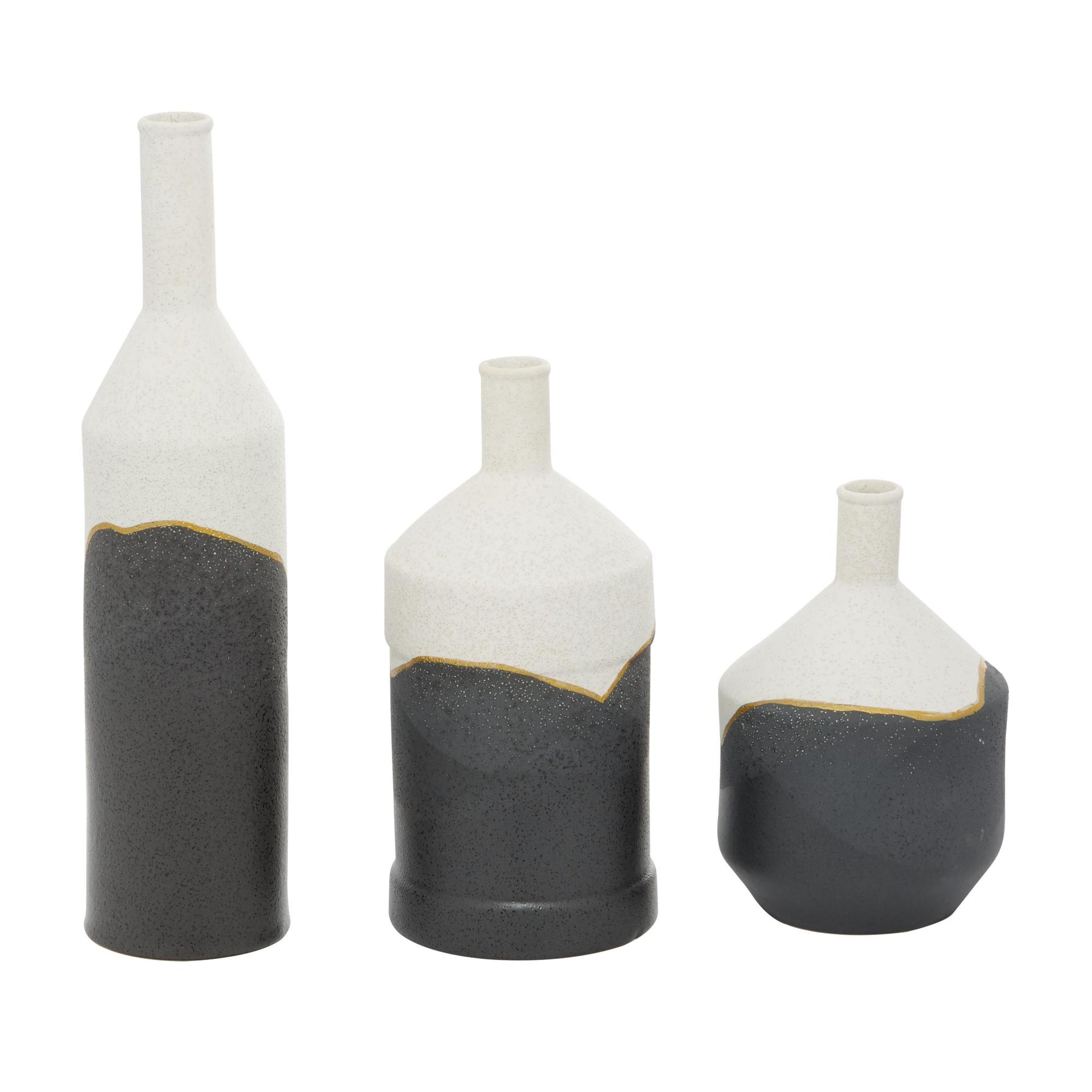 CosmoLiving by Cosmopolitan Set of 3 Black Ceramic Decorative Vase