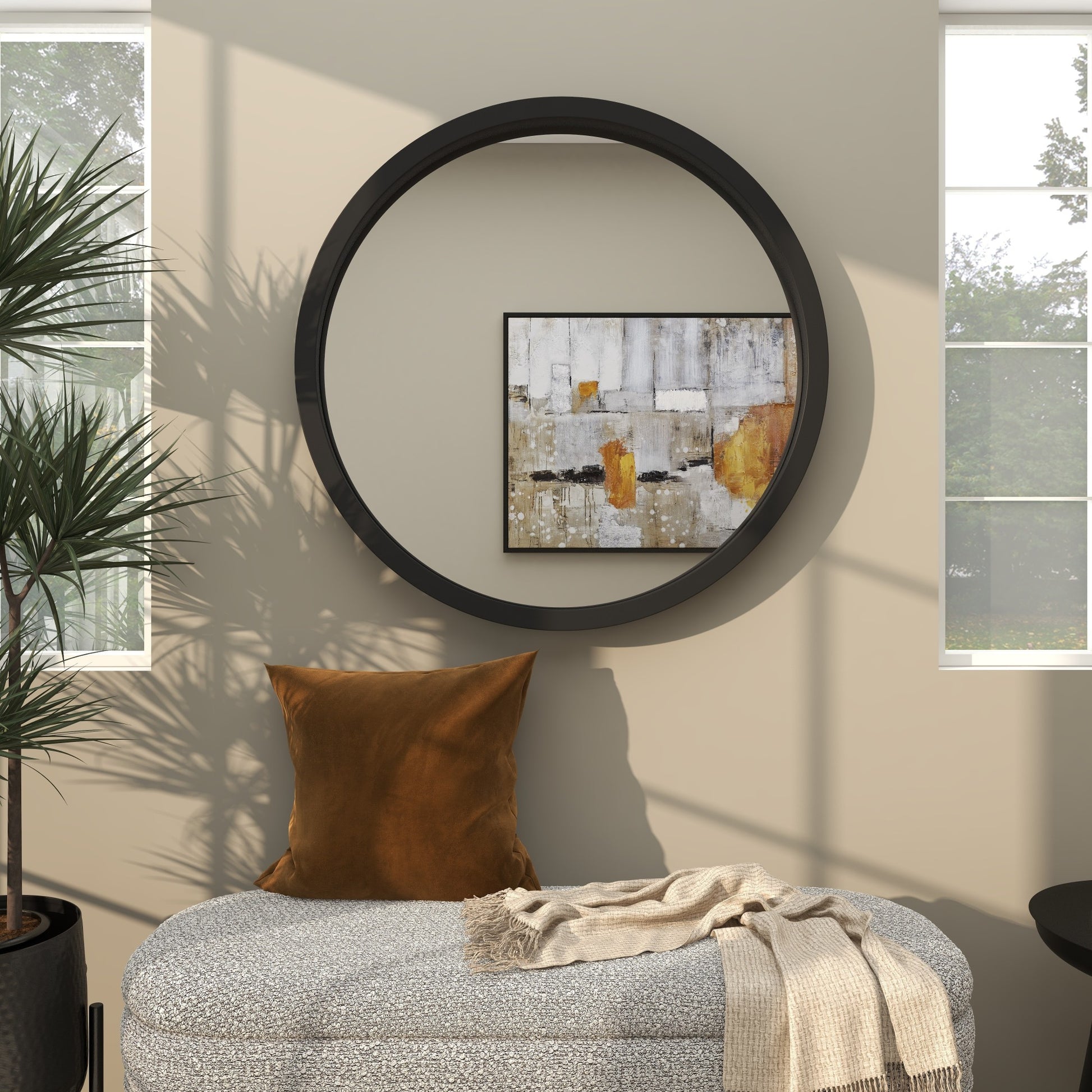 Wooden Room Wall Mirror with Thin Frame