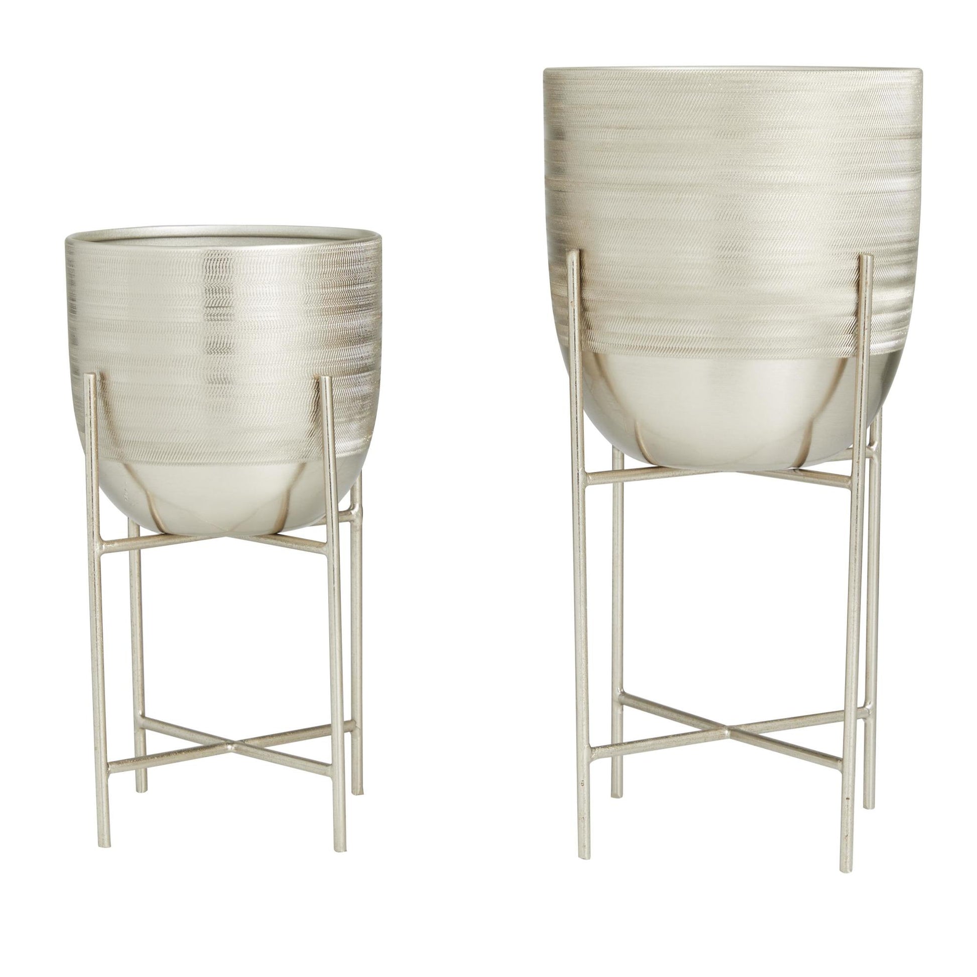 Set of 2 Metal Indoor Outdoor Planter with Removable Stand