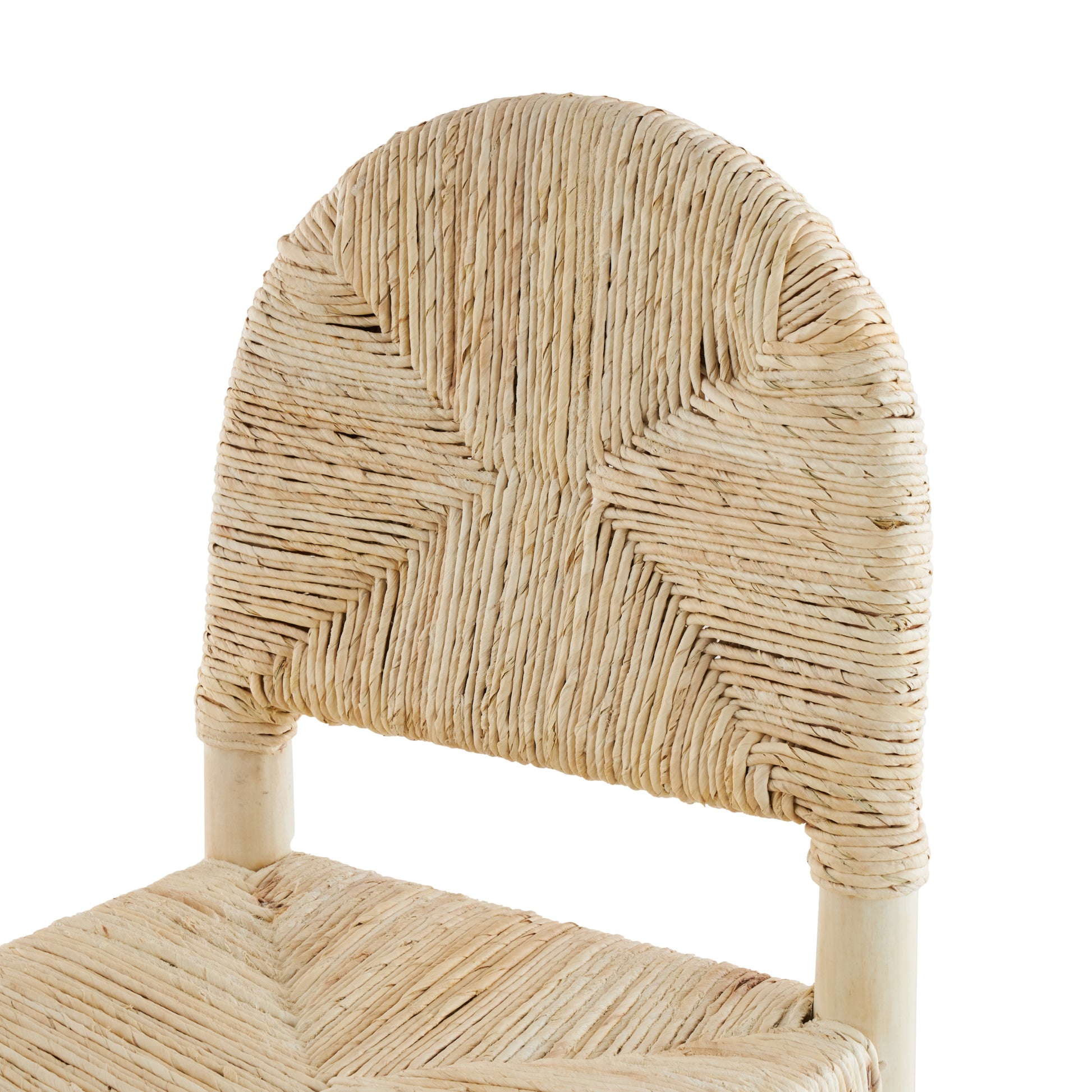 Set of 2 Wood Handmade Art Deco Kitchen Dining Chair with Woven Banana Leaf Seat