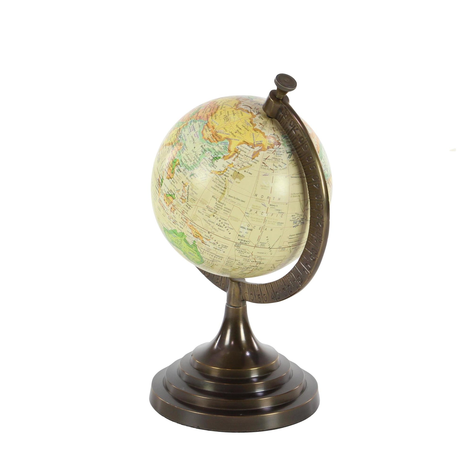 World Map Copper Aluminum Metal Educational/Geographic Earth Globe