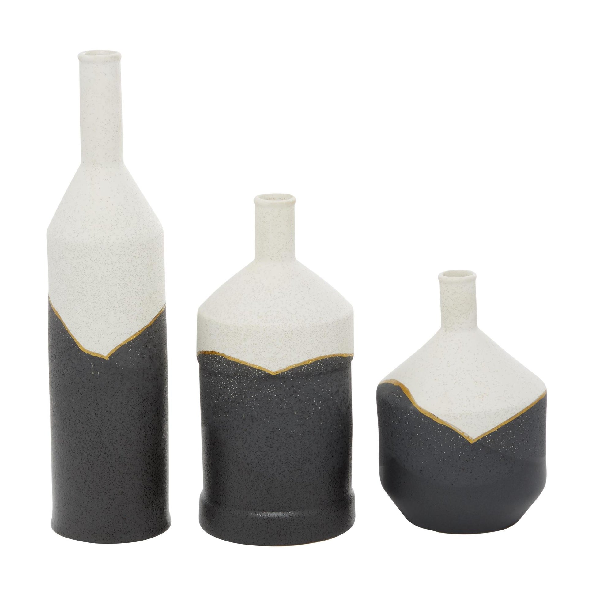 CosmoLiving by Cosmopolitan Set of 3 Black Ceramic Decorative Vase