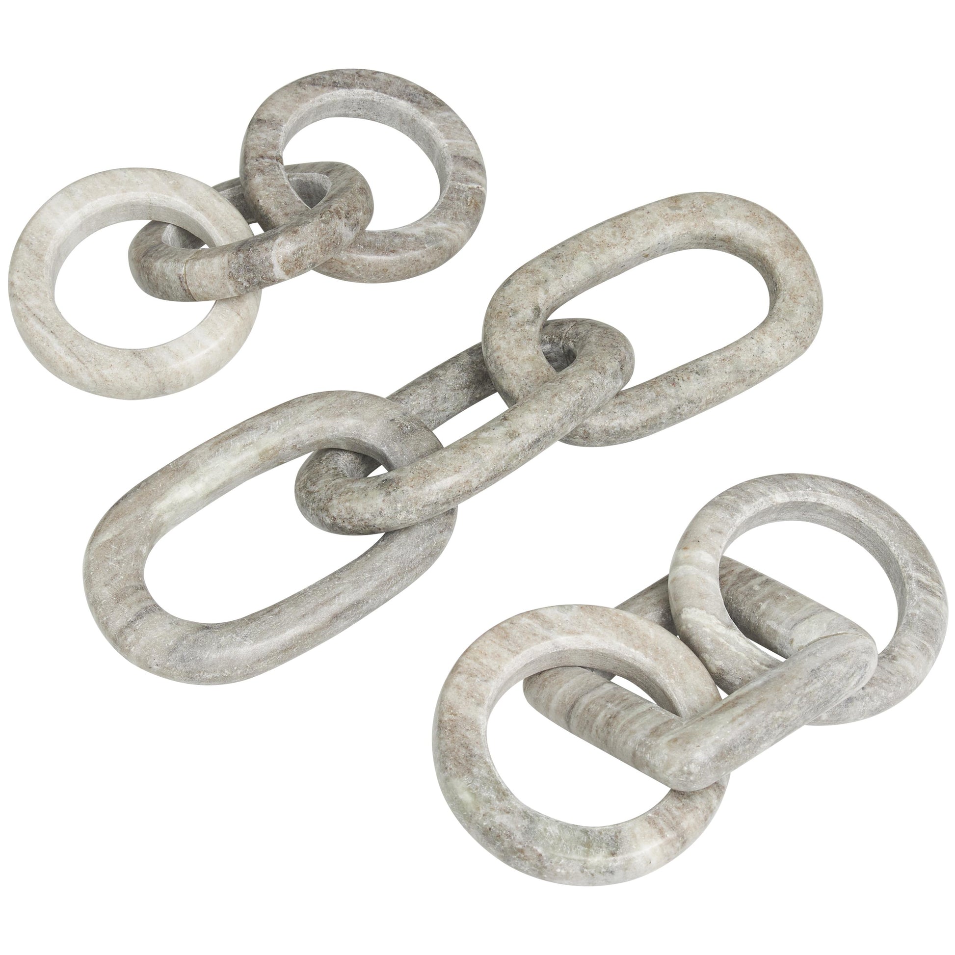 Set of 3 Chain Marble Handmade 3 Link Decorative Sculpture with Various Shapes