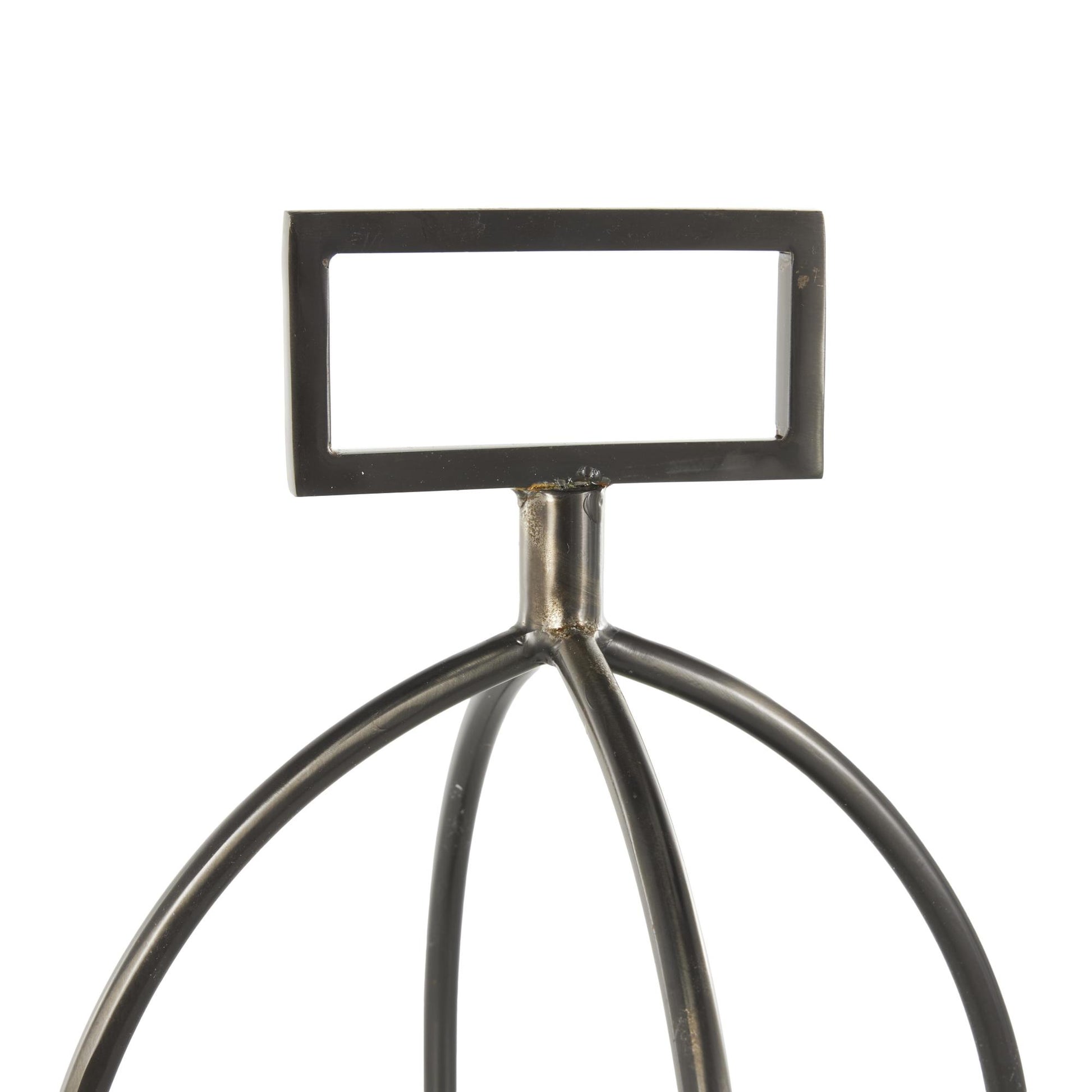 Silver Metal Open Frame Indoor Outdoor Candle Lantern with Rectangle Handles