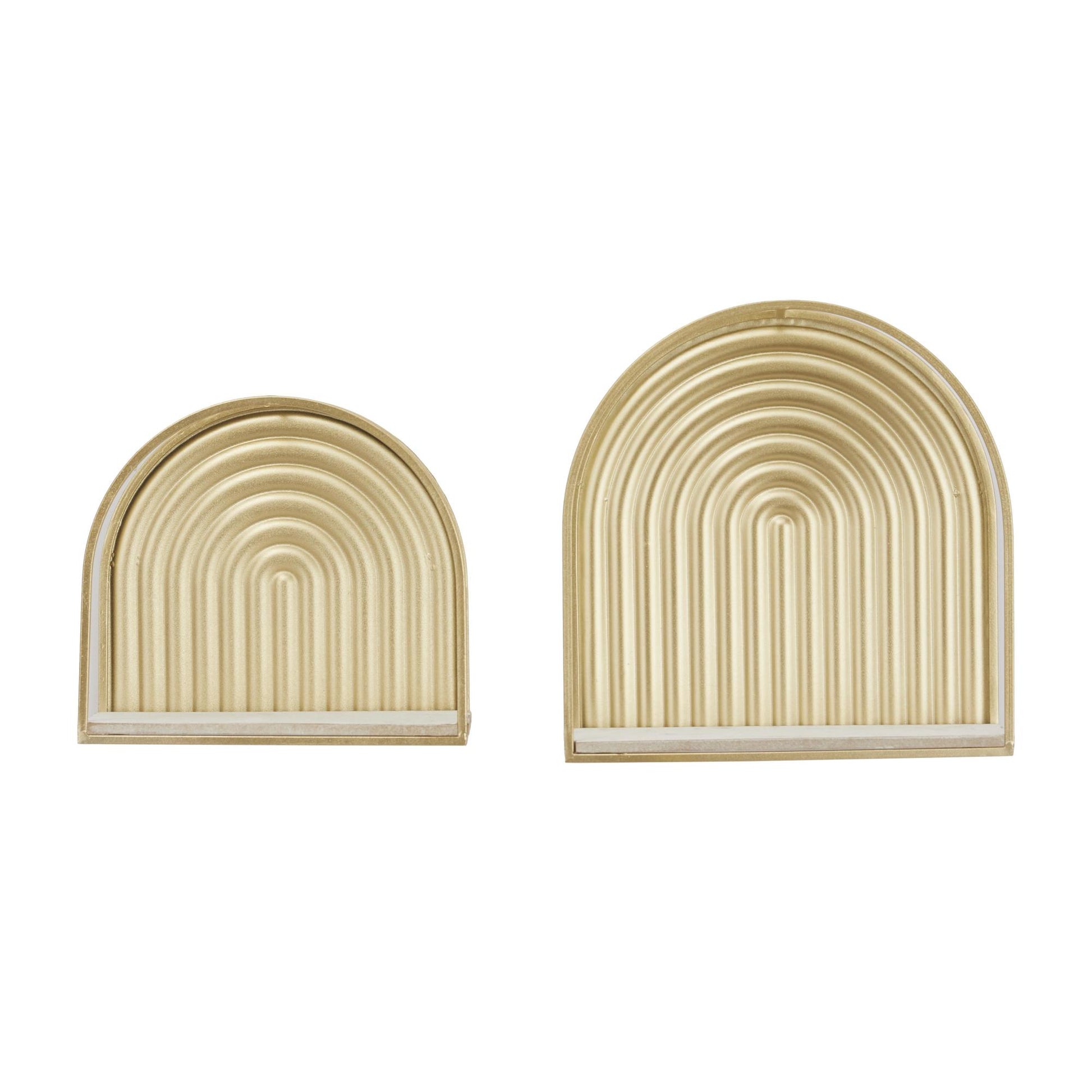 CosmoLiving by Cosmopolitan Set of 2 Gold Metal Arched 2 Shelves Room Wall Shelf