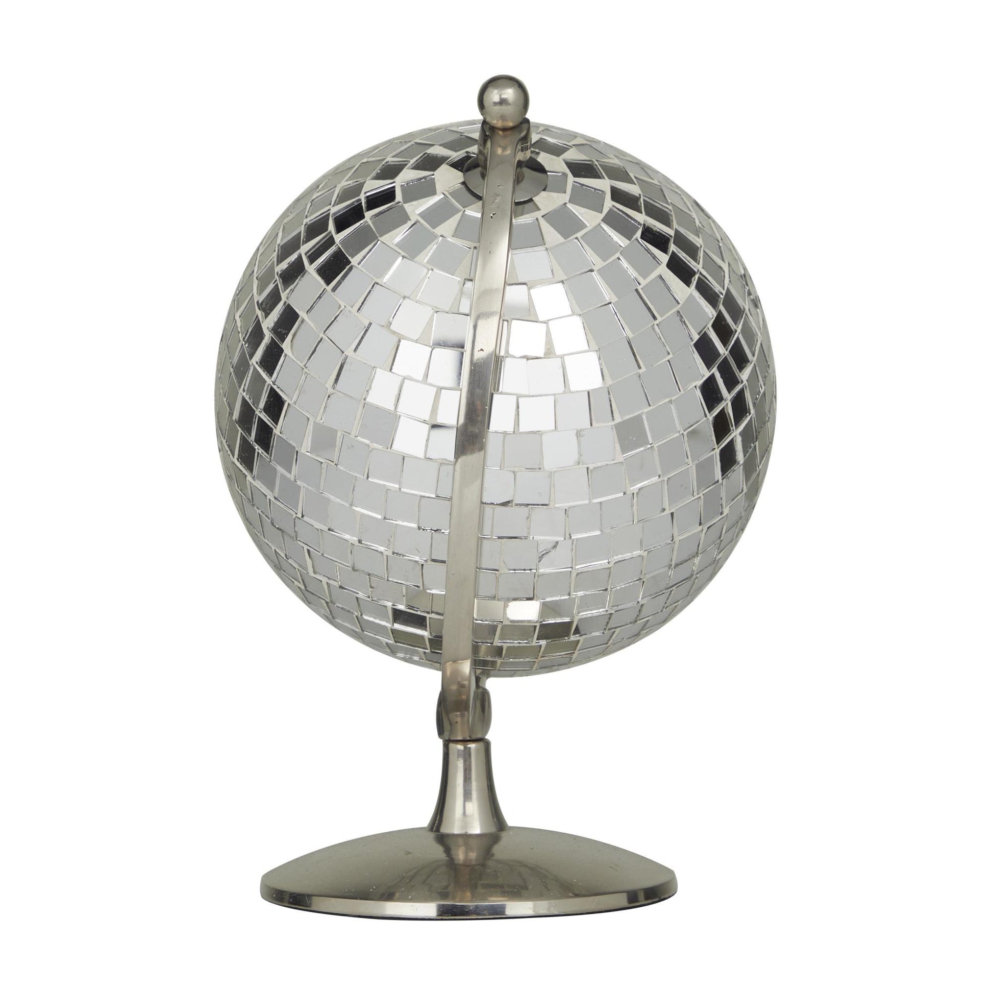 Silver Stainless Steel Metal Disco Ball Style Educational/Geographic Earth Globe