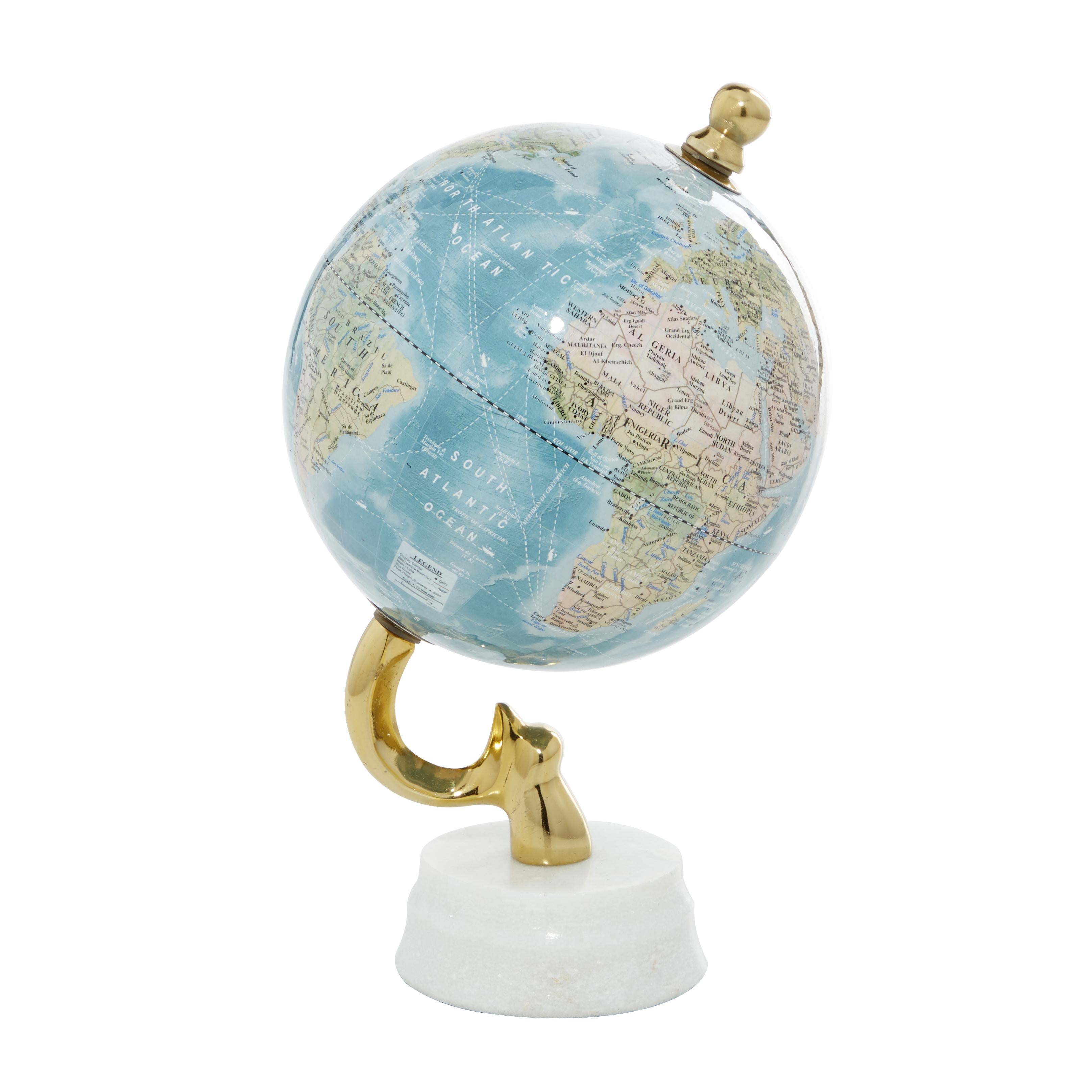 World Map Aluminum Metal Educational/Geographic Earth Globe with Marble Base
