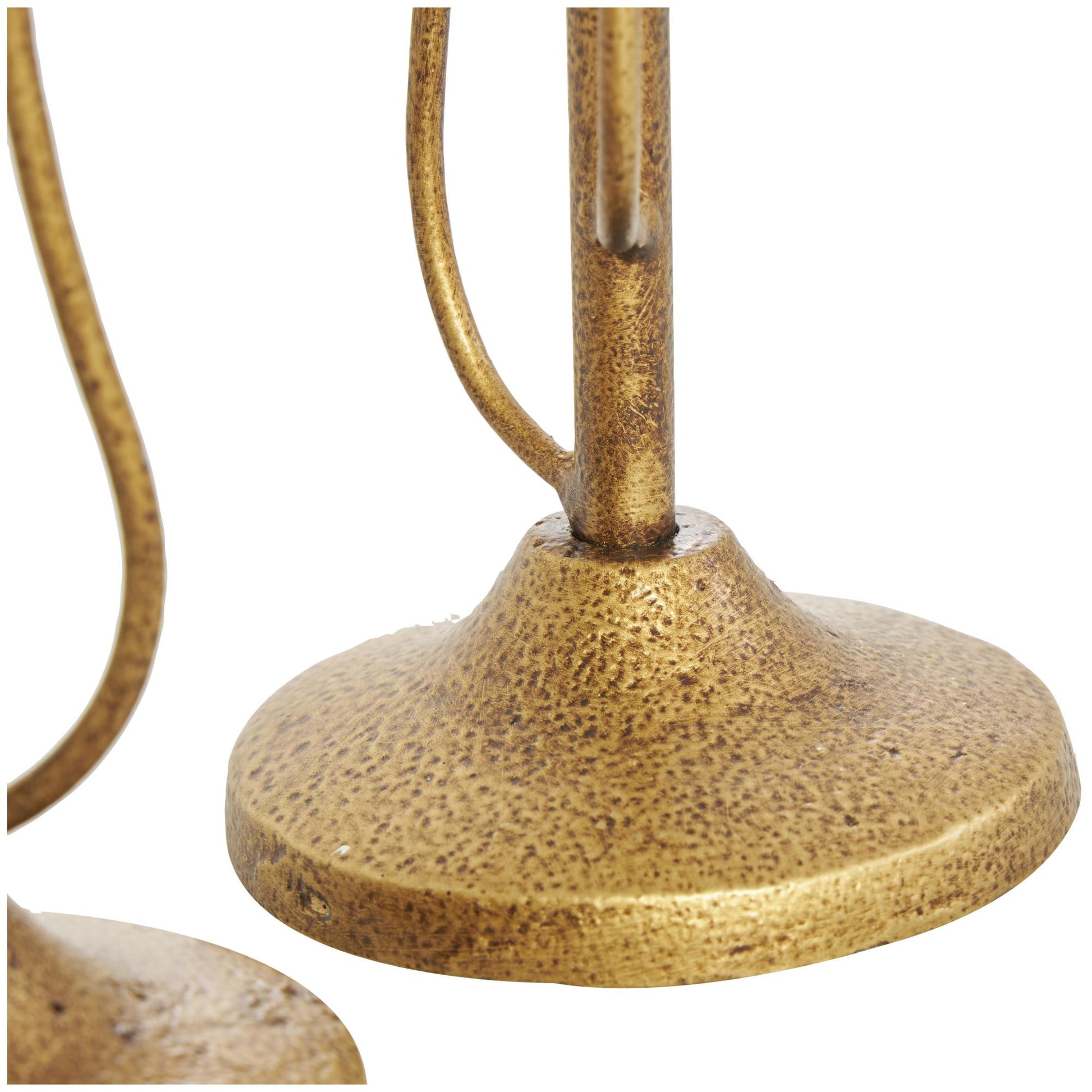 Set of 2 Abstract Gold Metal Mushroom Inspired Decorative Candle Holder