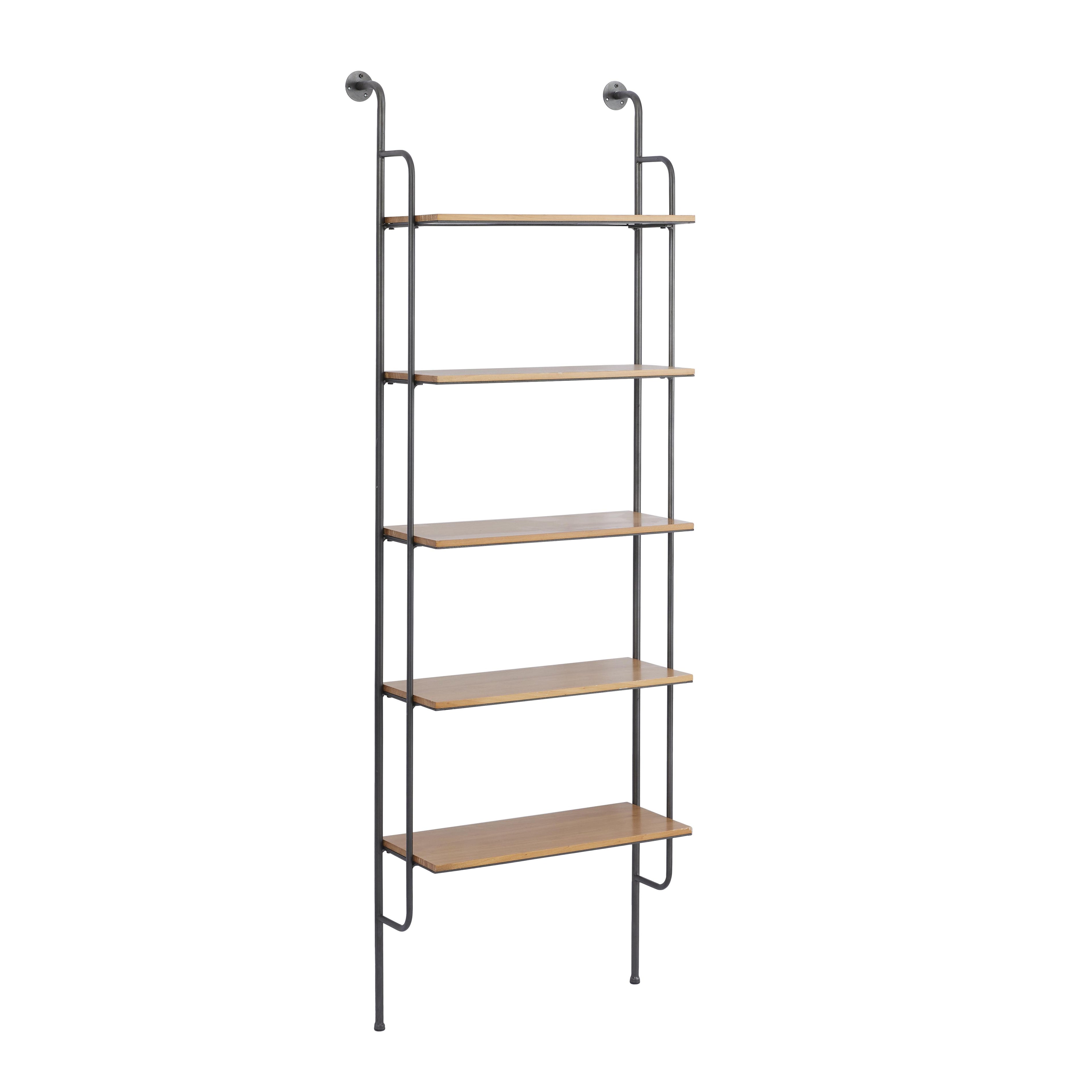 Brown Metal 5 Shelves Room Wall Shelf