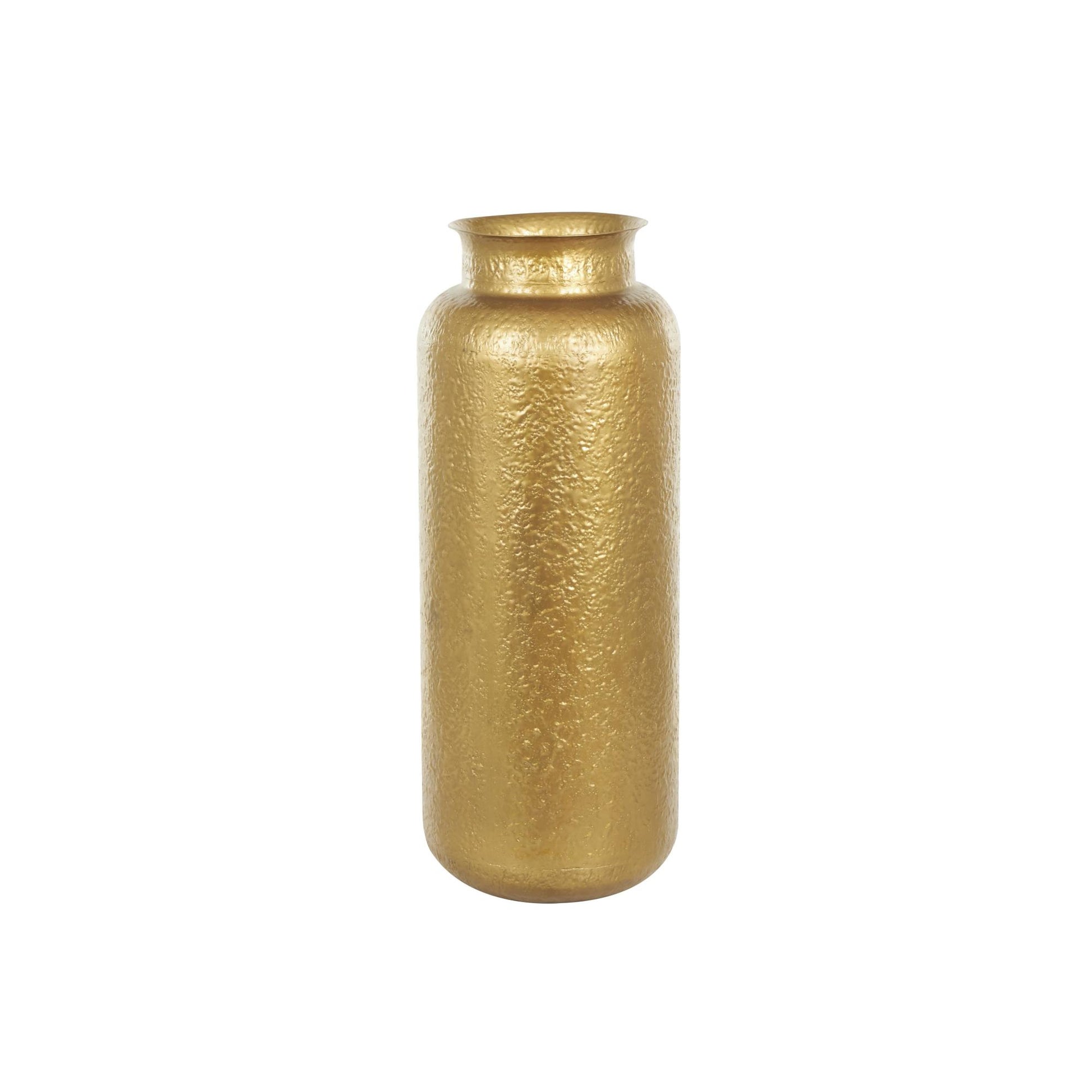 Gold Metal Tall Textured Hammered Floor Decorative Vase