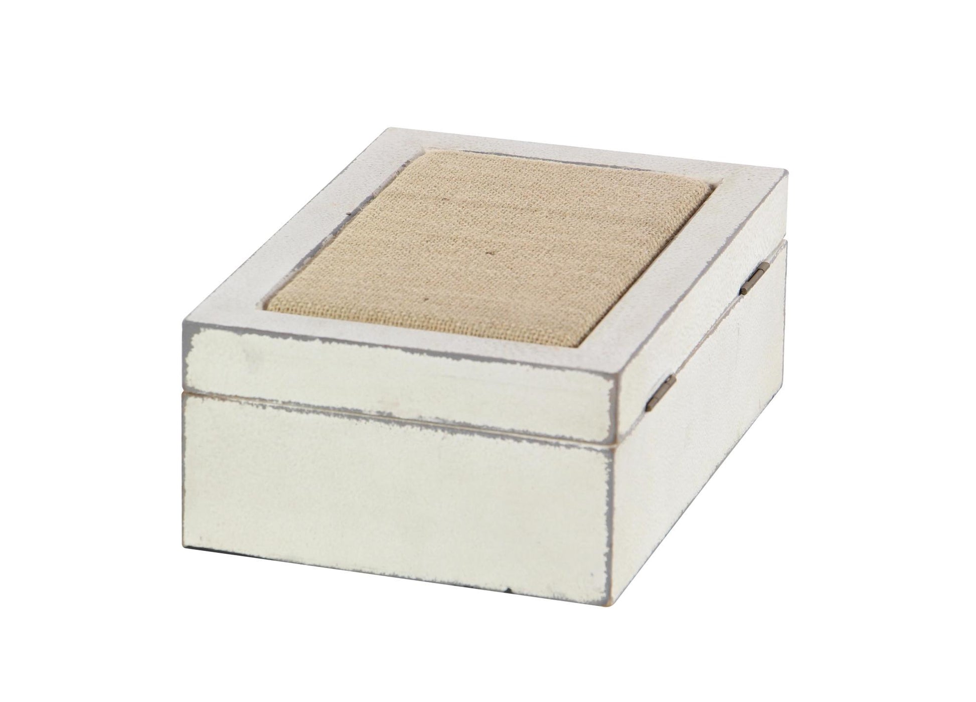 Set of 2 White Wooden Decorative Box with Hinged Lid