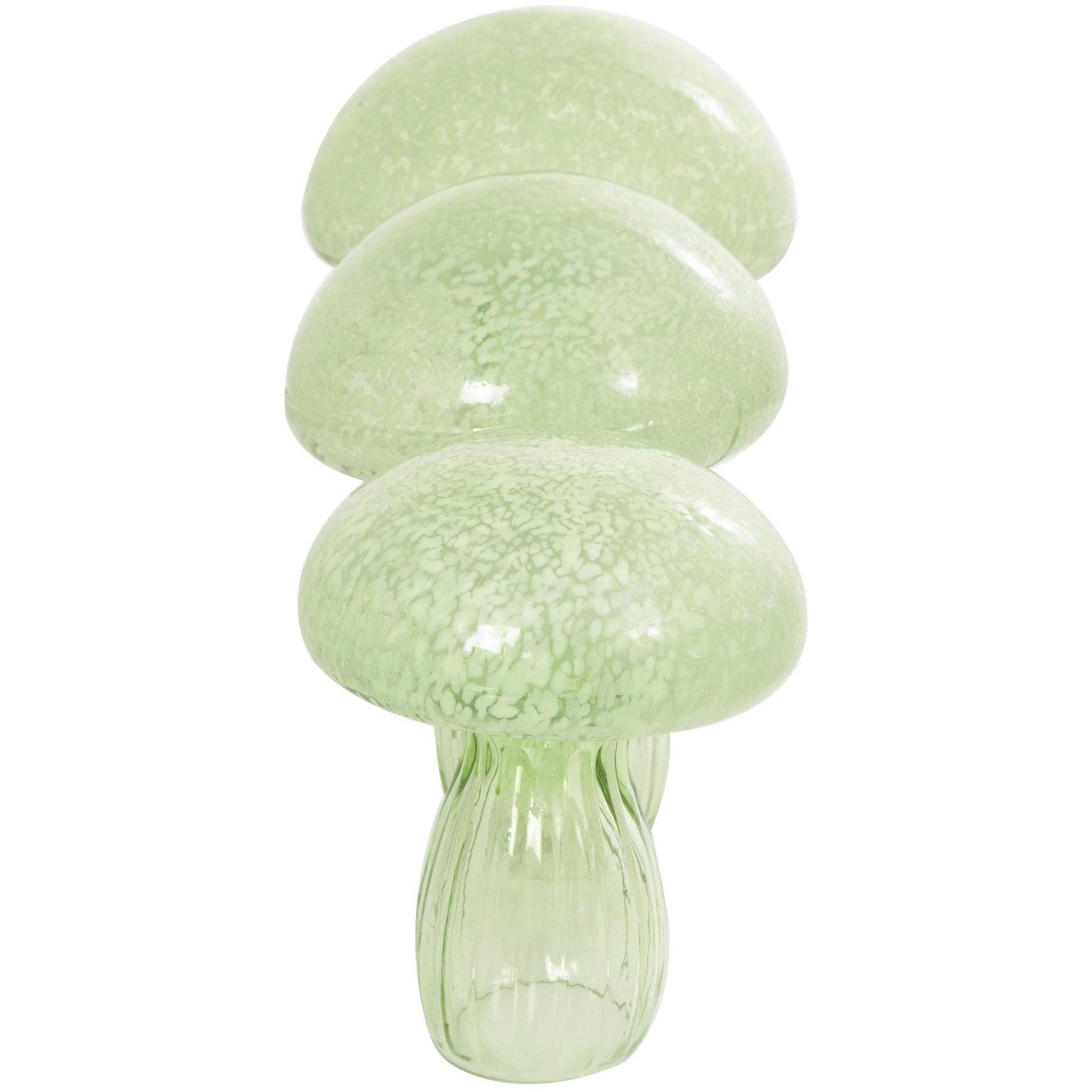 Set of 3 Mushroom Green Glass Textured Decorative Sculpture