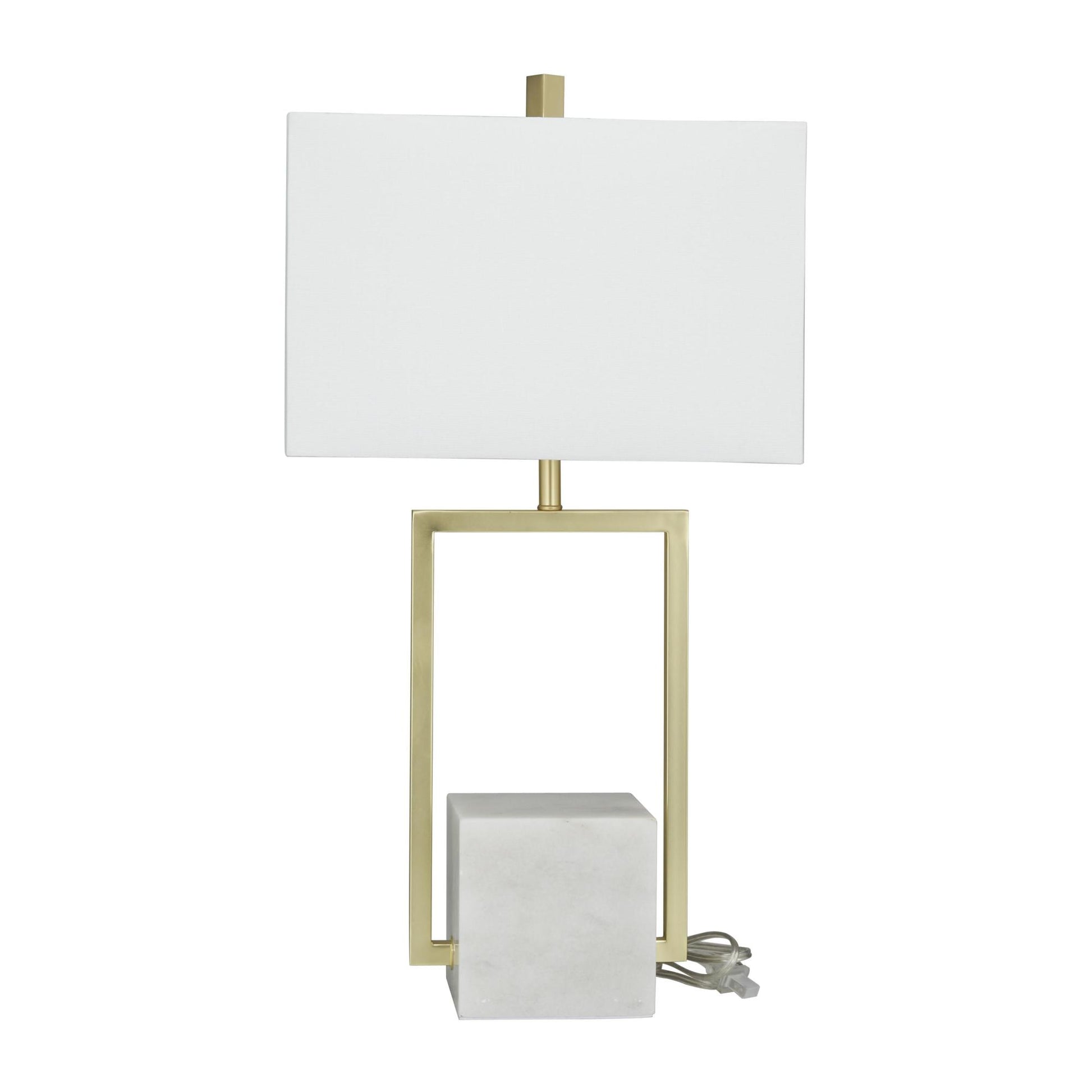 CosmoLiving by Cosmopolitan Geometric Marble Room Table Lamp with Square Shade