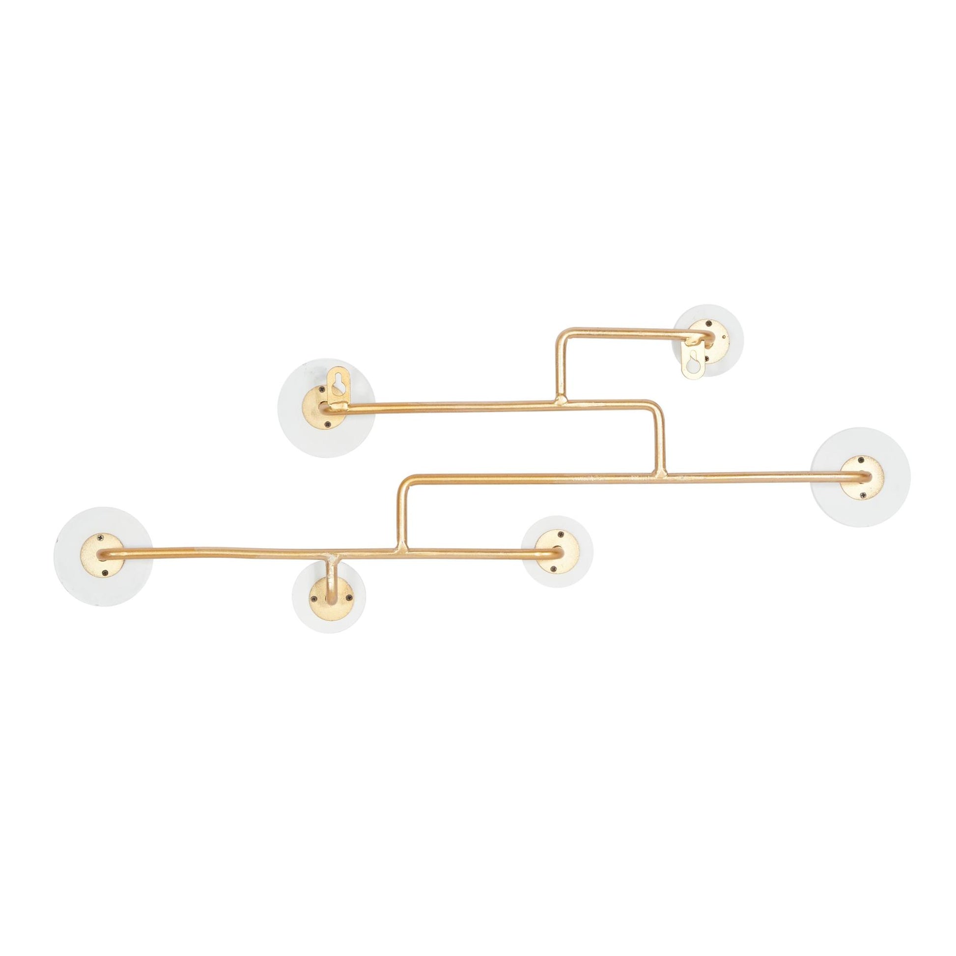 Gold Wooden 6 Hangers Home Wall Hook