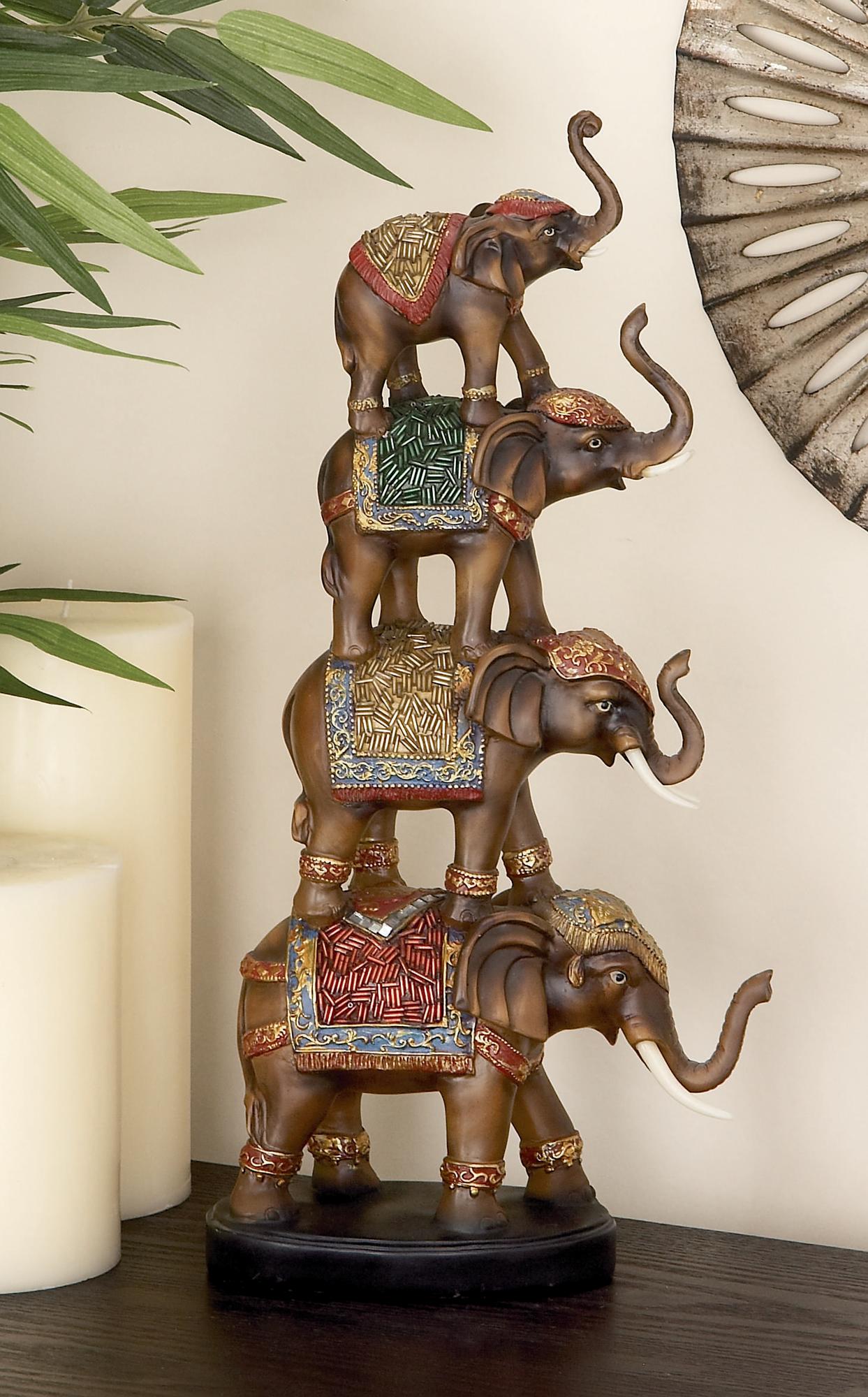 Elephant Brown Polystone Decorative Sculpture