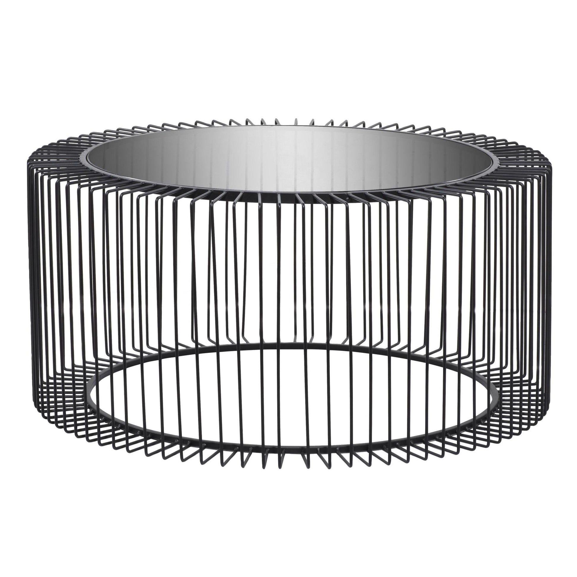 Black Metal Open Wire Frame Living Room Coffee Table with Shaded Glass Top