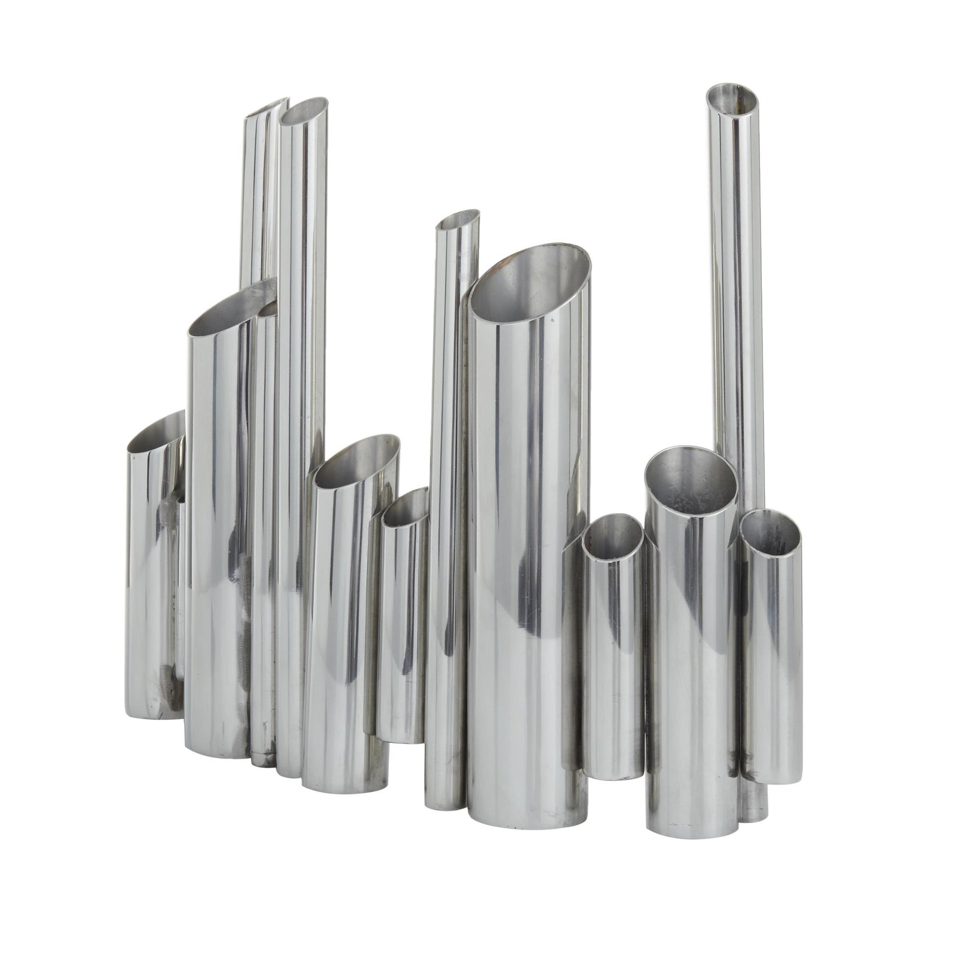 CosmoLiving by Cosmopolitan Silver Stainless Steel Metal Organ Pipe Tube Decorative Vase