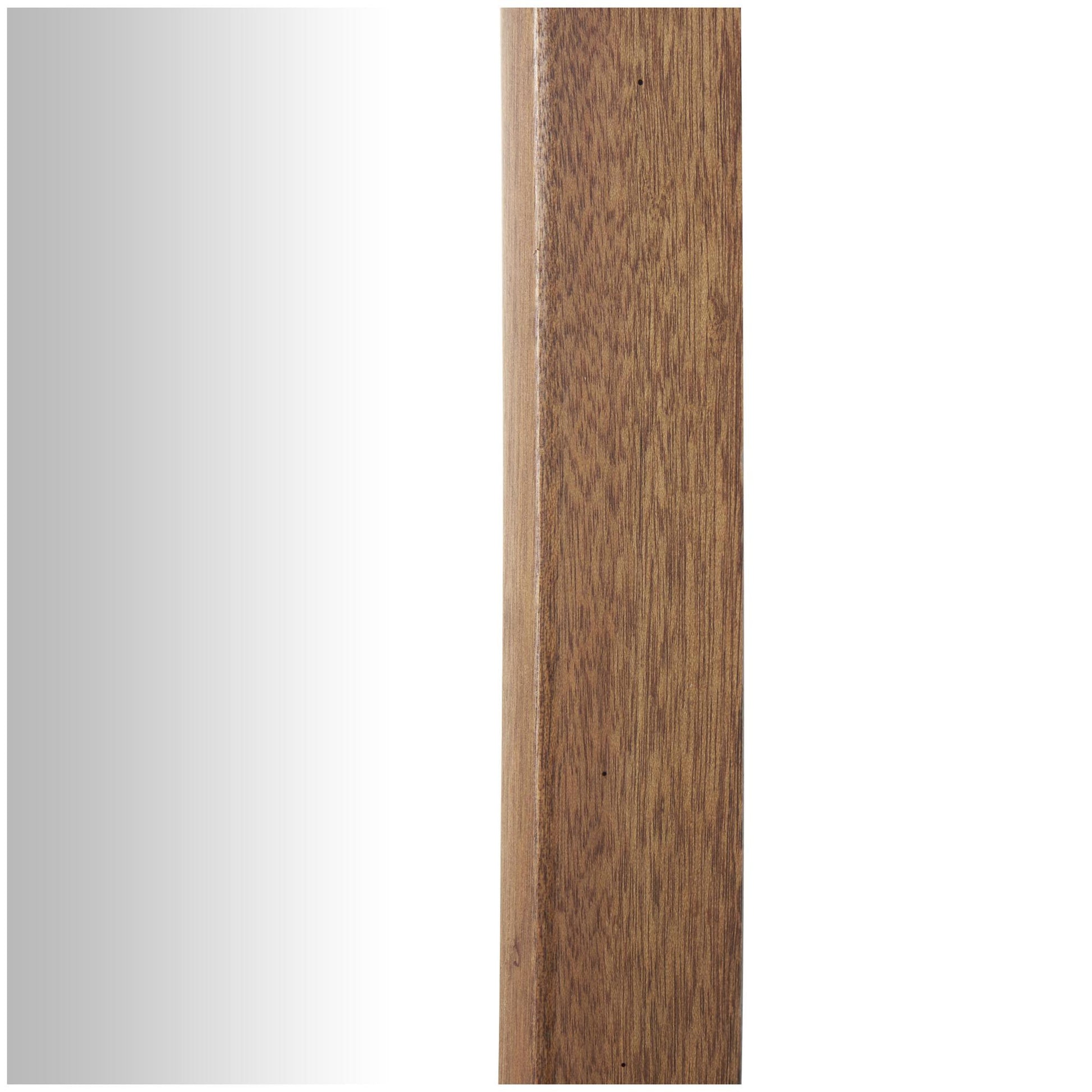 Brown Wooden Room Wall Mirror with Natural Wood Grain and Rounded Edges