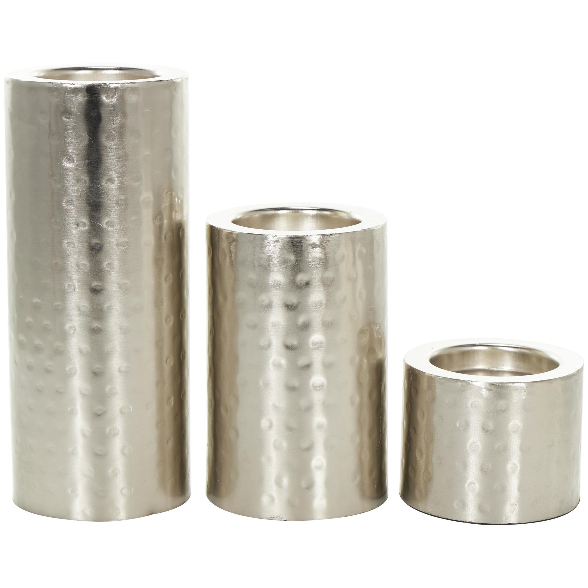 CosmoLiving by Cosmopolitan Set of 3 Metal Handmade Pillar Decorative Candle Holder Set of 3 11", 7", 4"H
