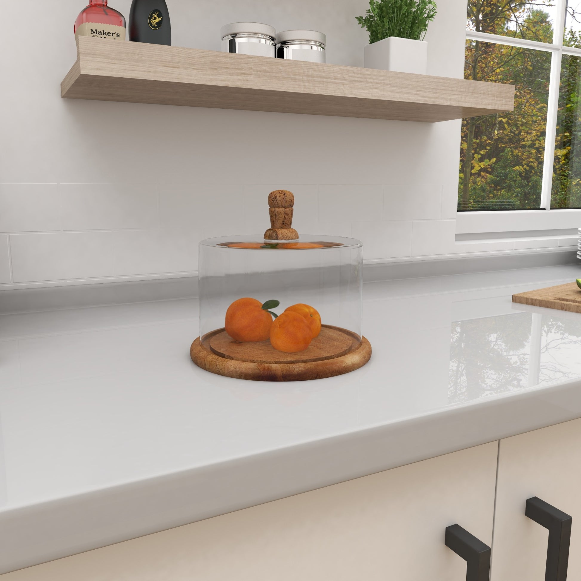 Brown Glass Decorative Cake Stand with Glass Lid